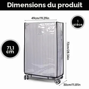 Housse Valise Protection Transparente 28 Pouces PVC Imperméable