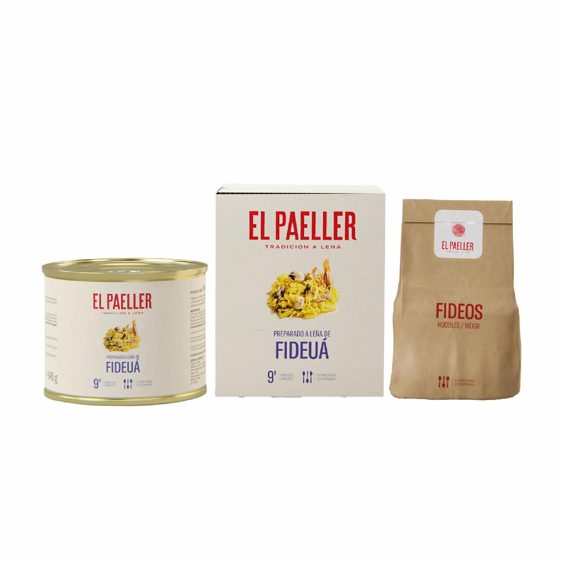 EL PAELLER - Préparé Fideuá | Inclut Bouillon de Fruits de Mer, Calmar, Encornet et Poupon | Ingrédients 100% Naturels | Pour 2 Personnes, Sans Conservateurs