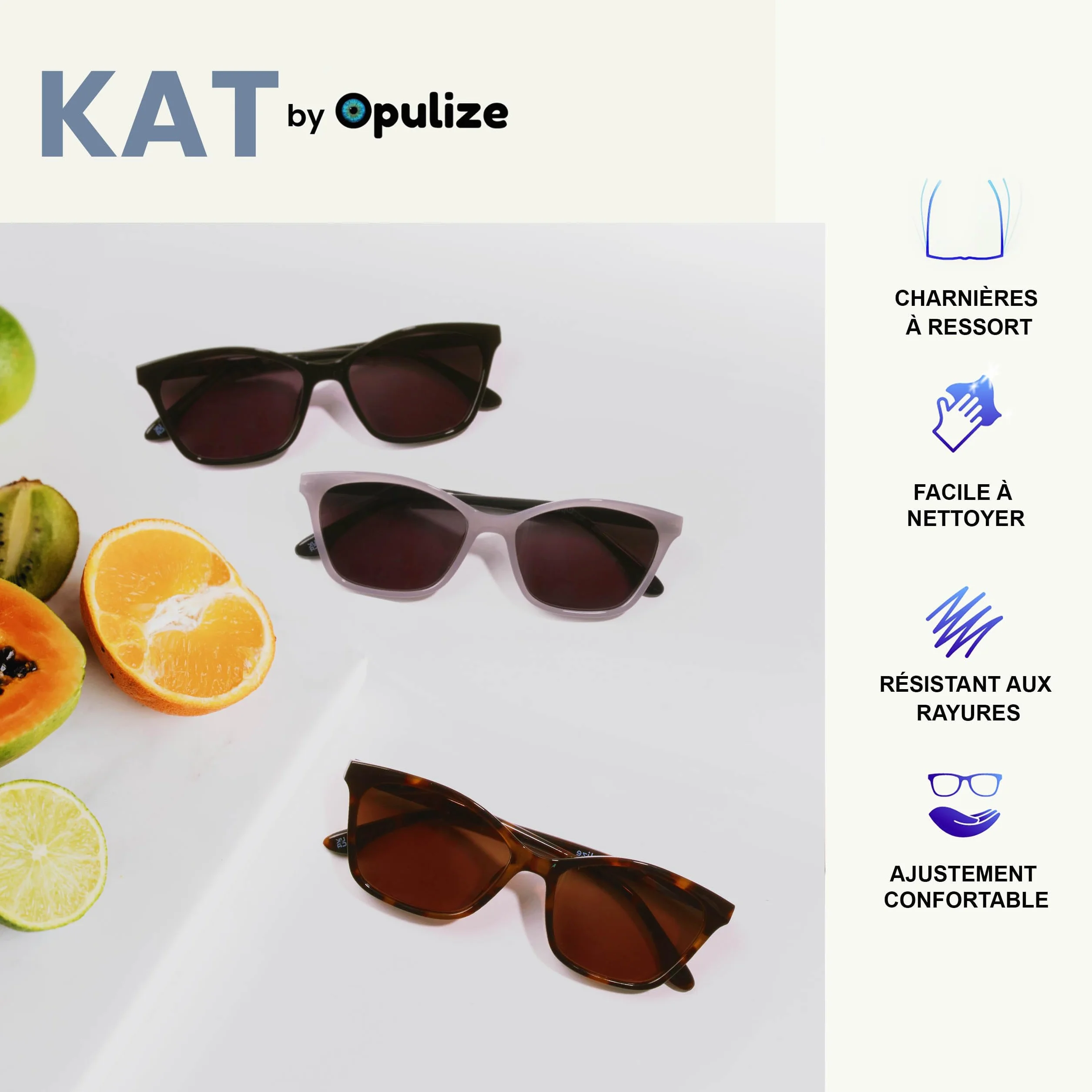 OPULIZE KAT Lunettes de Lecture Solaires Monture Œil-de-Chat Marron Écaille de Tortue +3.50