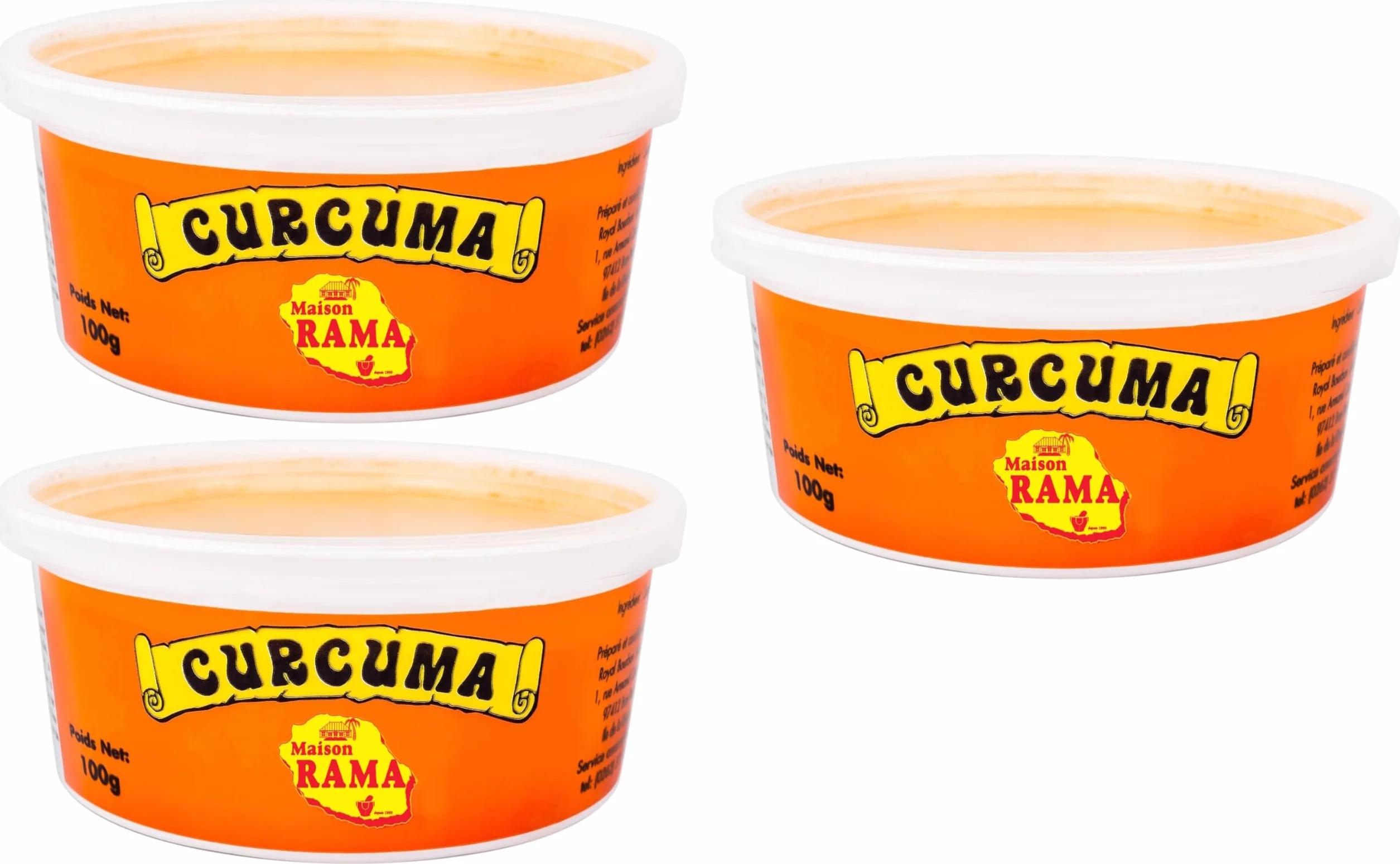 MAISON RAMA - Ile de la Réunion - Epices : (Lot de 3, Curcuma en pot 100g)