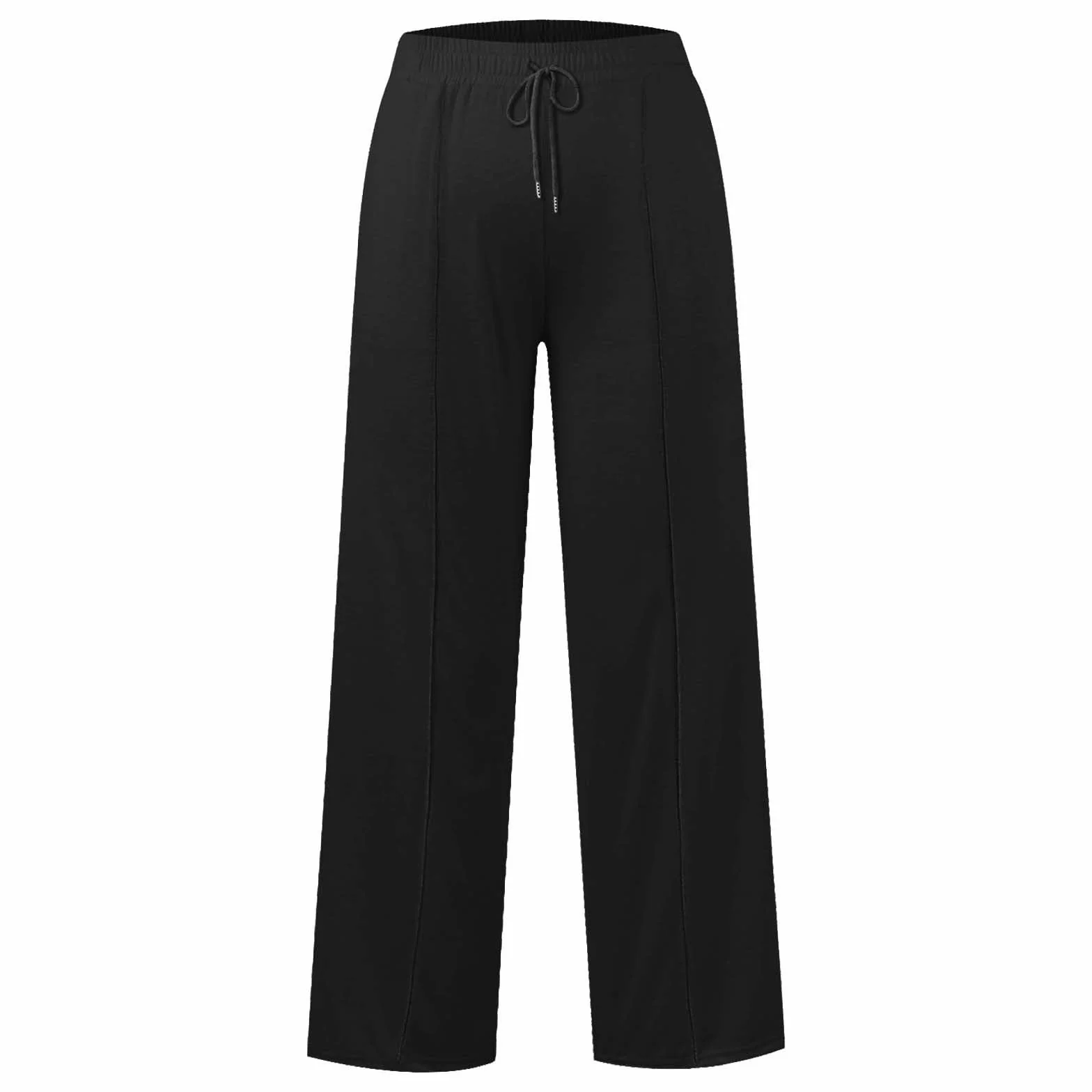 Pantalon de jogging ample taille haute pour filles avec cordon de serrage, jambe droite, couleur unie, poches