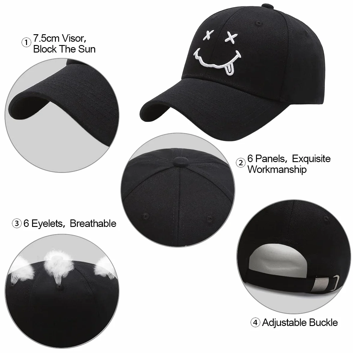 Baynetin Casquette de Baseball Coton Anti-Soleil avec Brodée Réglable Homme Femme Unisexe