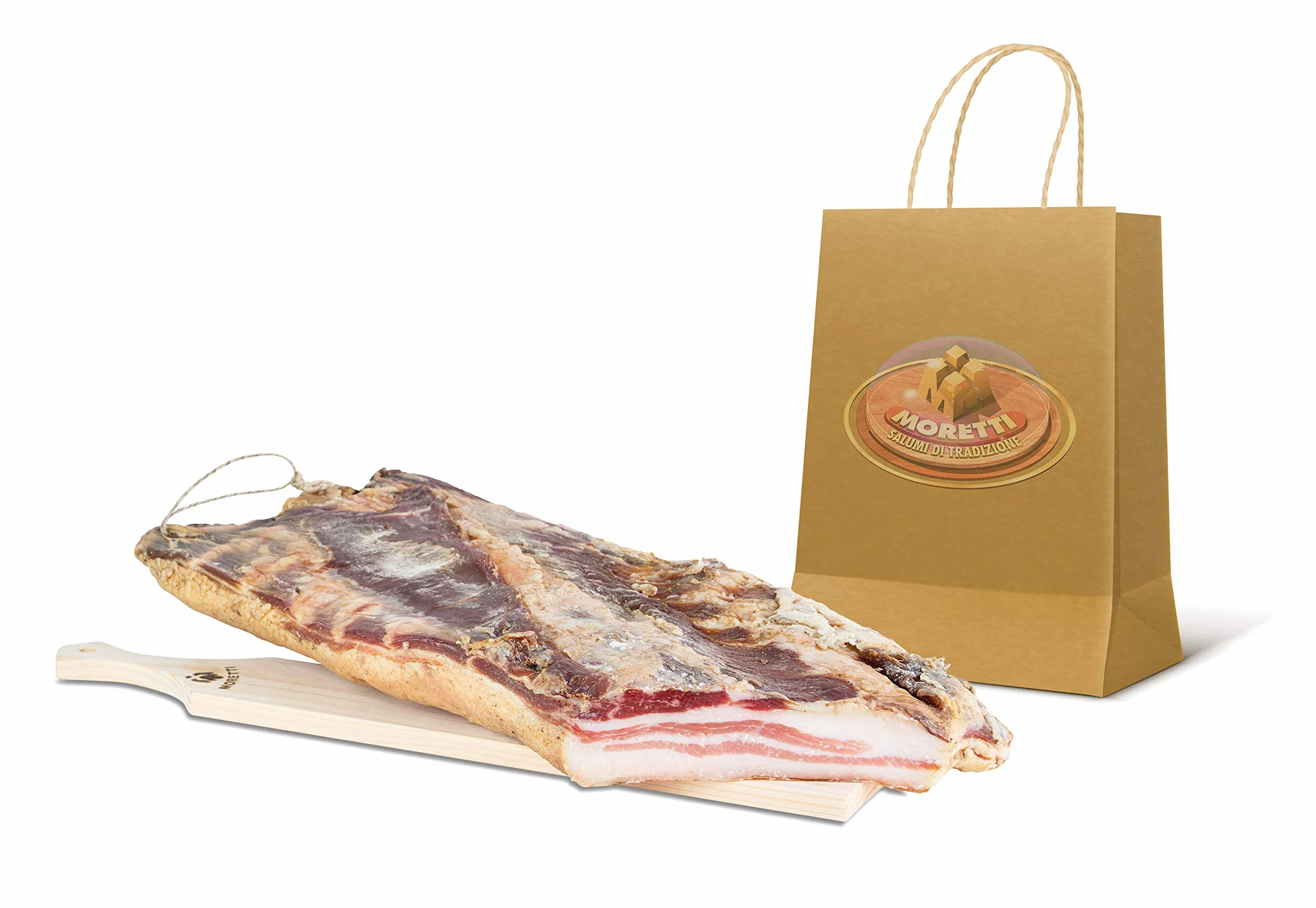 Moretti® | Pancettone à bord doux au bacon et au bacon | Tranche sous vide environ 800g / 900g | Artisan chevronné | De pur porc | Légèrement fumé