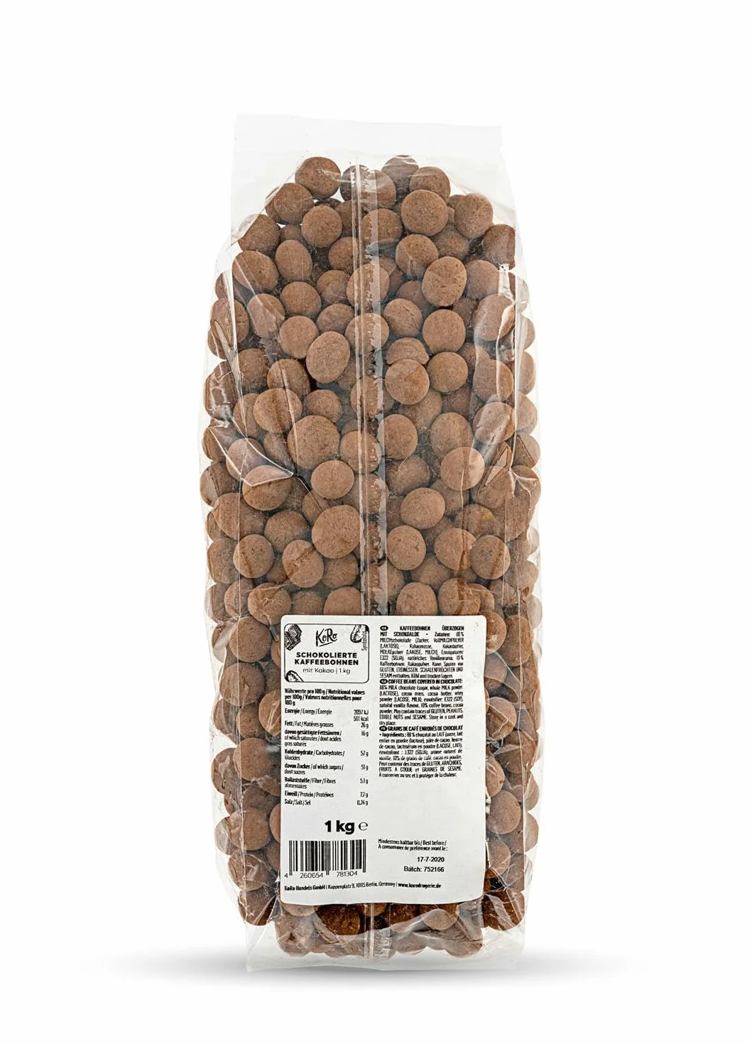 KoRo - Grains de café au chocolat 1 kg - Snack vegan idéal au goût intense de café et enrobé de chocolat.