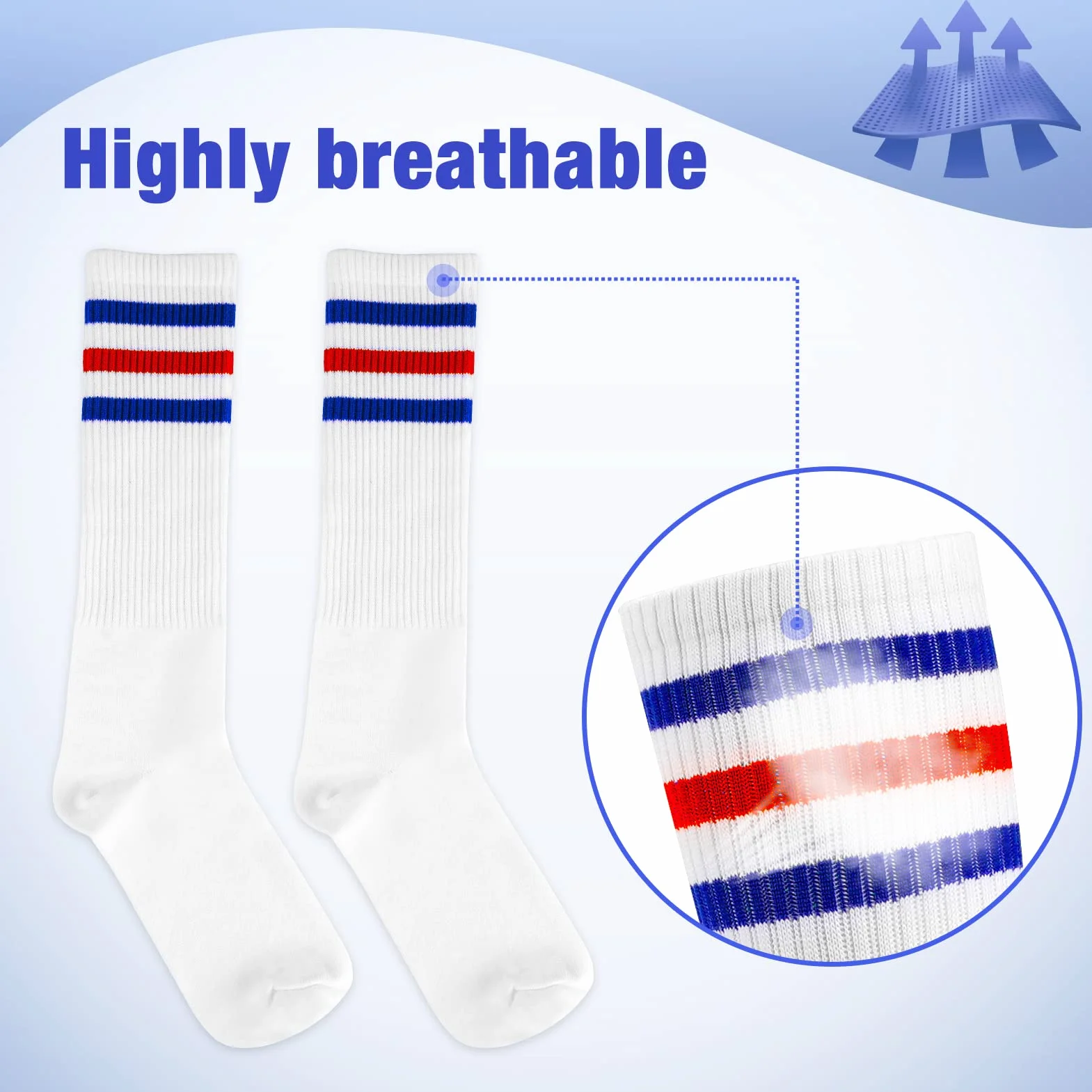 ONUPGO Lot de 5 bandeaux et chaussettes de sport rayés homme femme