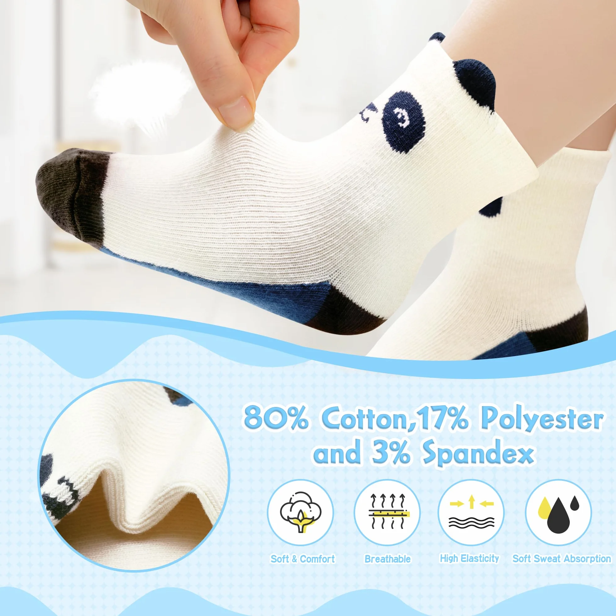 Lot de 12 chaussettes antidérapantes pour bébé 1-7 ans multi couleurs