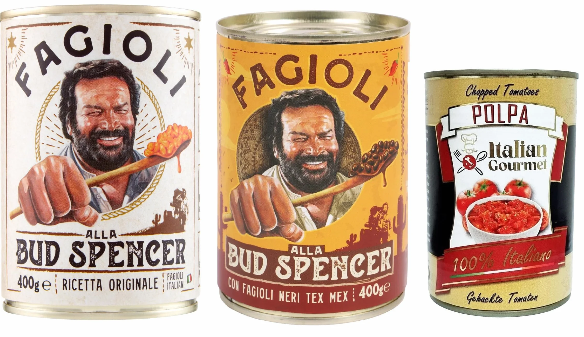 Fagioli alla Bud Spencer – Haricots cuisinés en sauce, boîte 400 g, Recette italienne originale ou Tex-Mex (fagioli neri) Prêts à réchauffer, Source de protéines, Italian + Italian Gourmet polpa 400g