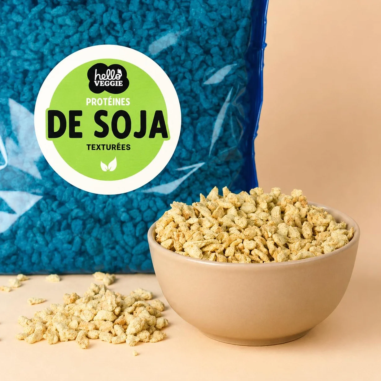 Protéines de Soja Texturées 2 kg - Petits Morceaux - Soja Français - Sans OGM - Riches en Protéines Végétales - Alternative Vegan à la Viande - Hello Veggie