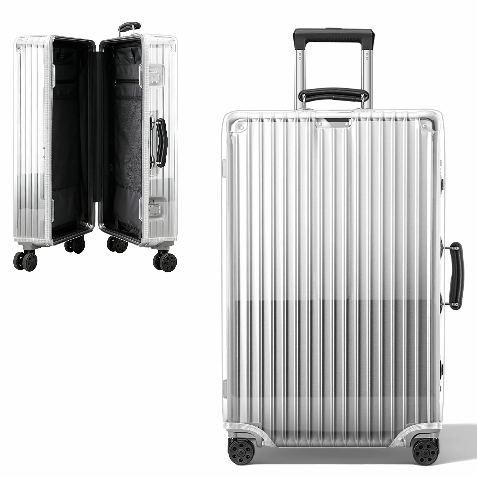 Housse de Protection Élastique Transparente pour Valise en PVC - Étui Étanche Universel Grande/Moyenne/Cabine