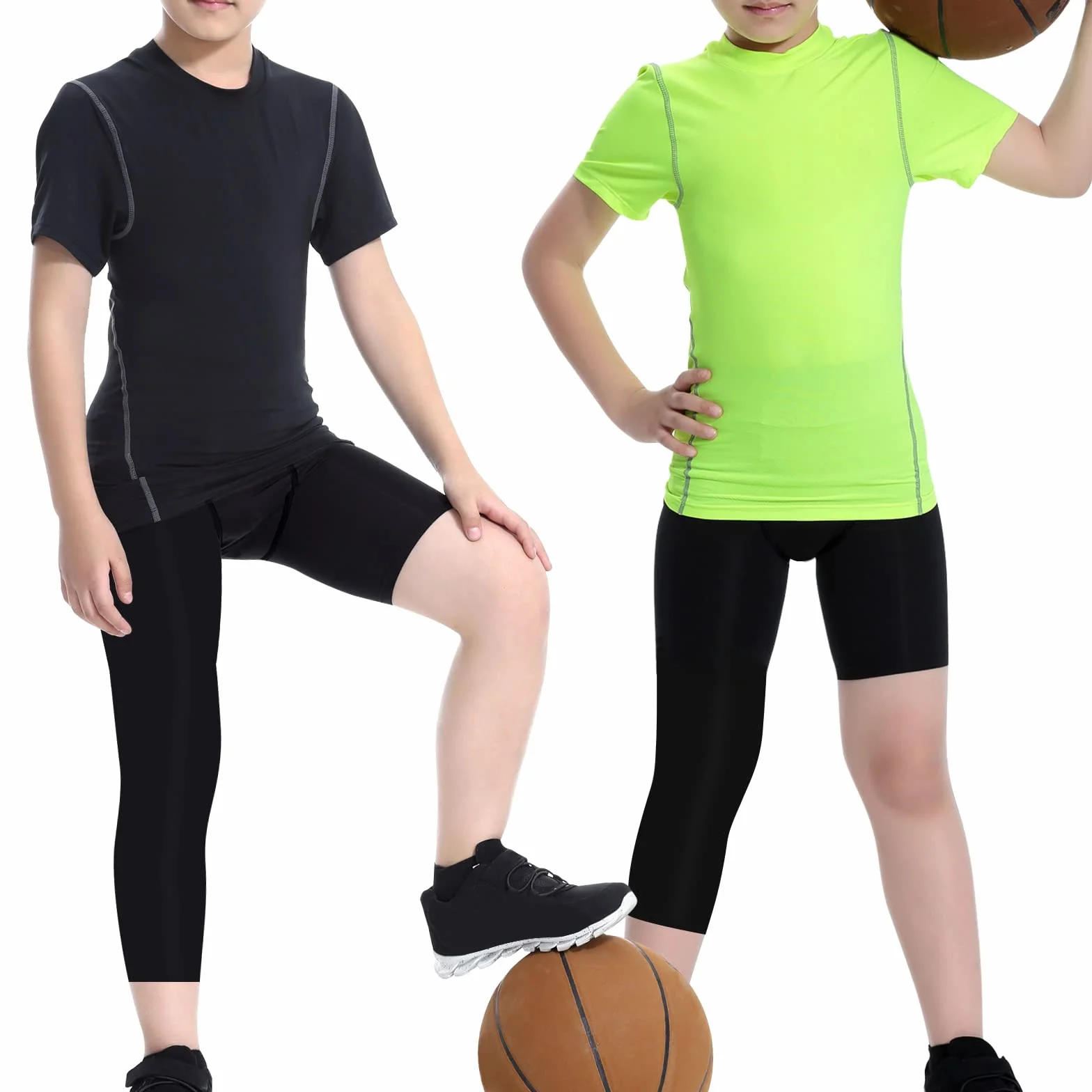Valcatch Garçons Legging de Compression Basketball Course à Pied Jeunes Enfants Pantalon Sport Couche Base 6-14Y