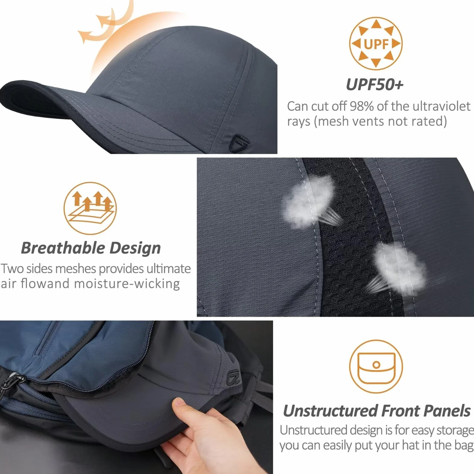 Casquettes Non structurées UPF 50+ Légères et Respirantes pour Hommes et Femmes