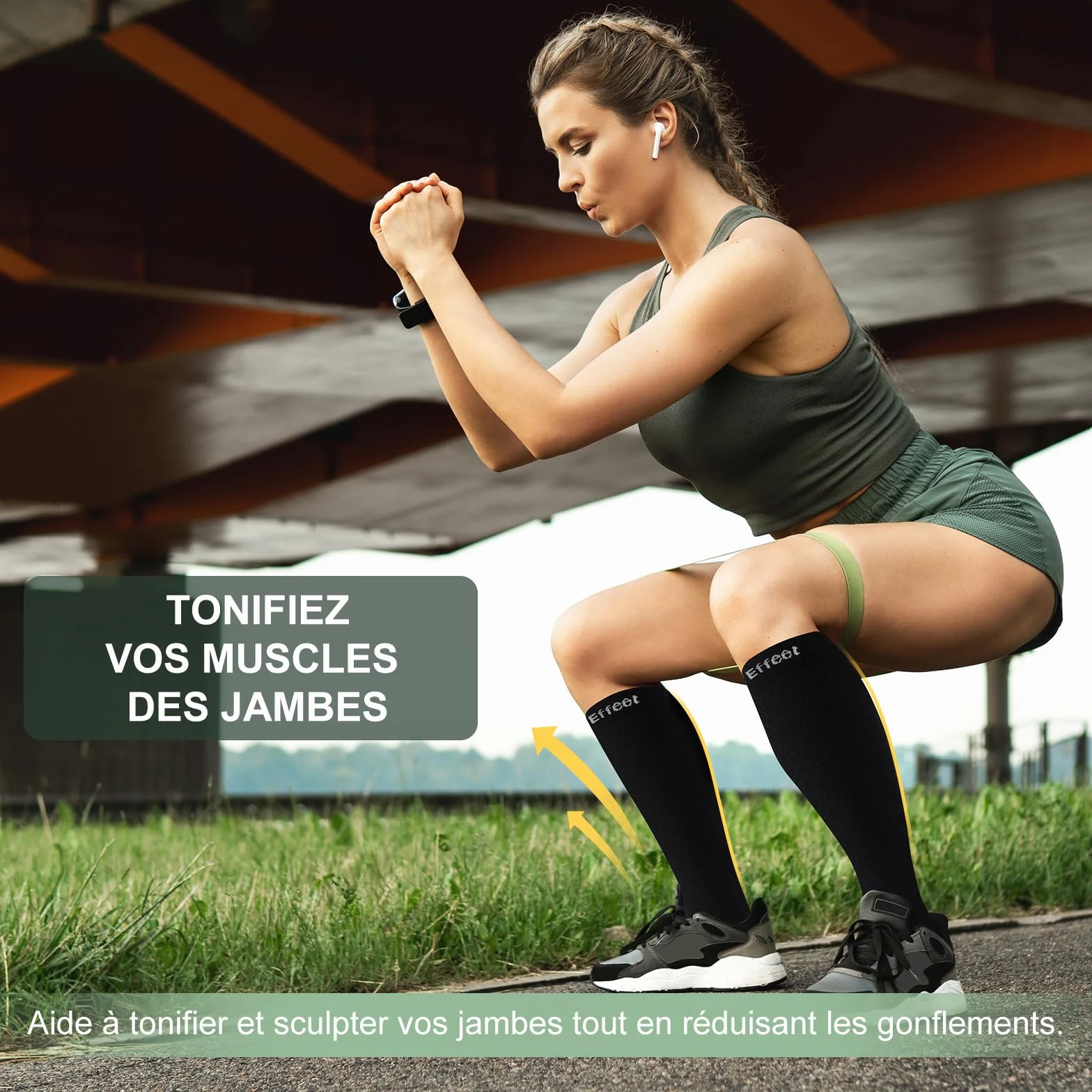Bas de Contention Femme et Homme, 2 Paires Chaussettes de Compression Rembourrées pour Sport, Avion, Voyage