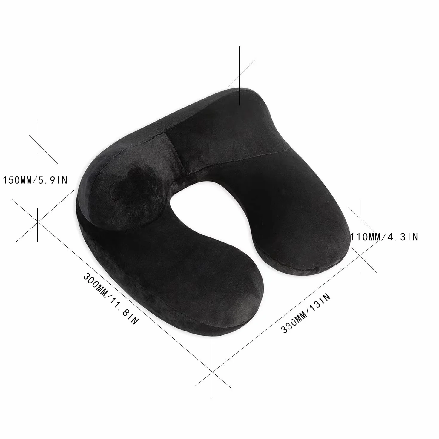 Oreiller de voyage gonflable coussin soutien cou avec housse velours doux lavable sac transport compact