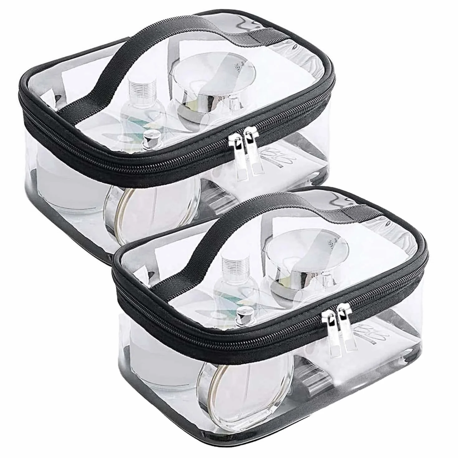 Trousse de Toilette Transparente 2 Pièces PVC Voyage Avion