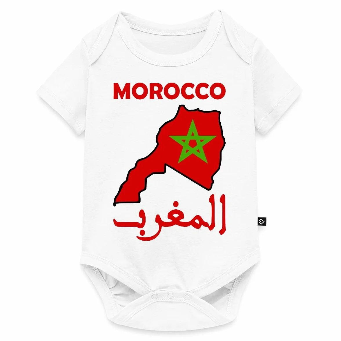 Spreadshirt Morocco Carte Maroc Drapeau Cadeau Marocain Body Manches Courtes Bébé Bio