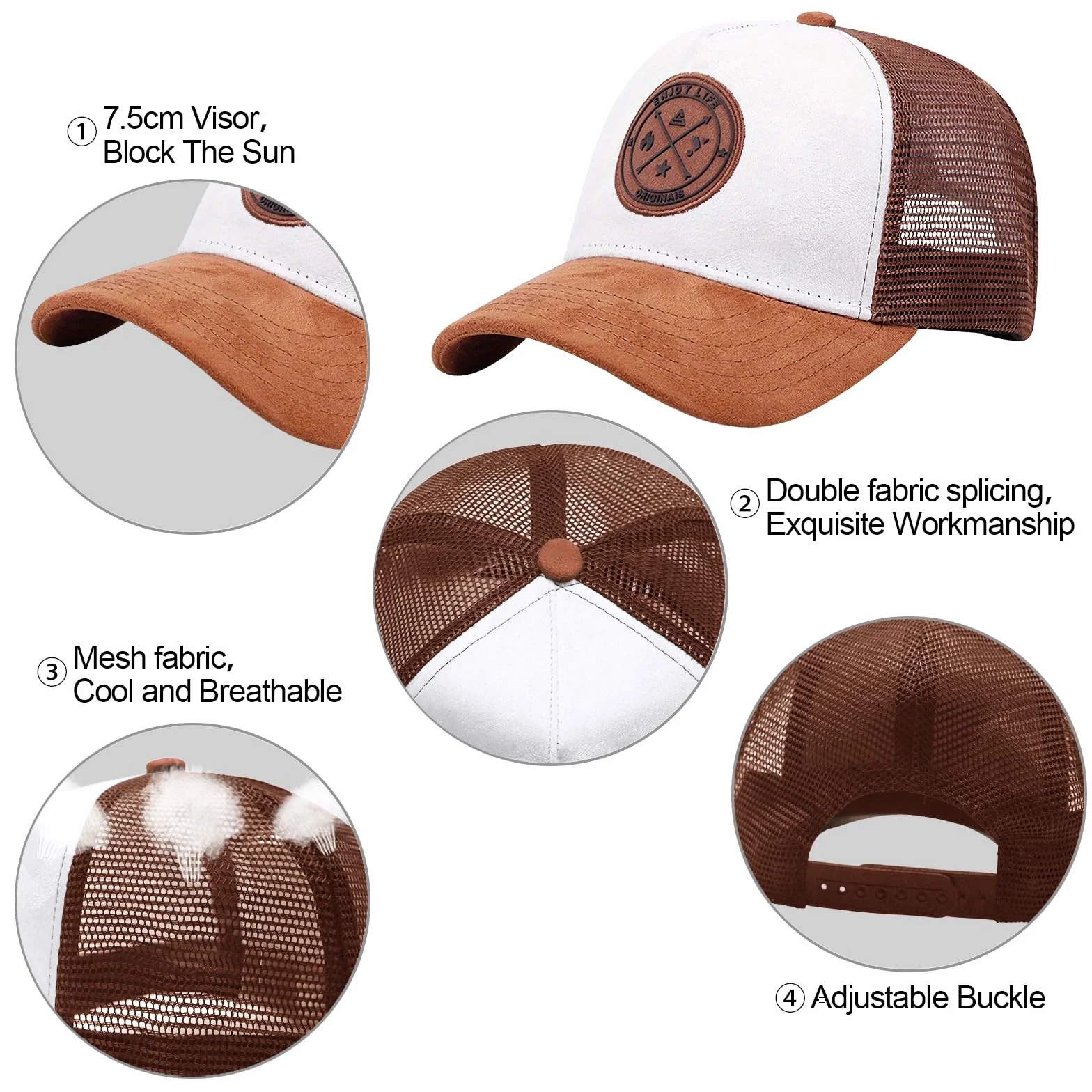 Casquette de Baseball Anti-UV Boucle en Metal Trucker Cap Broderie Maille