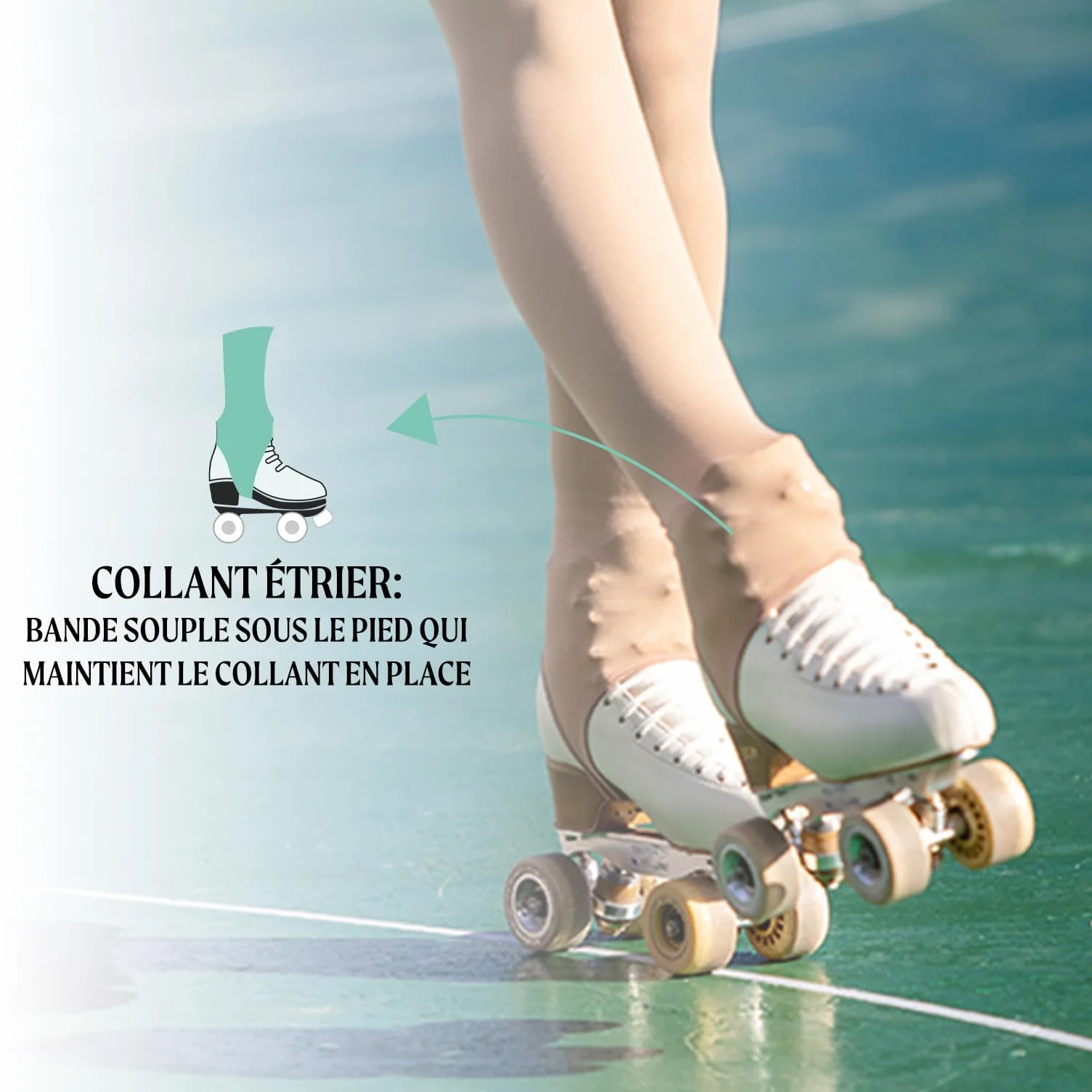 Collants Fille Patinage Artistique Roller Etriers Noirs Naturel 70 DEN 6-12 Ans Italie
