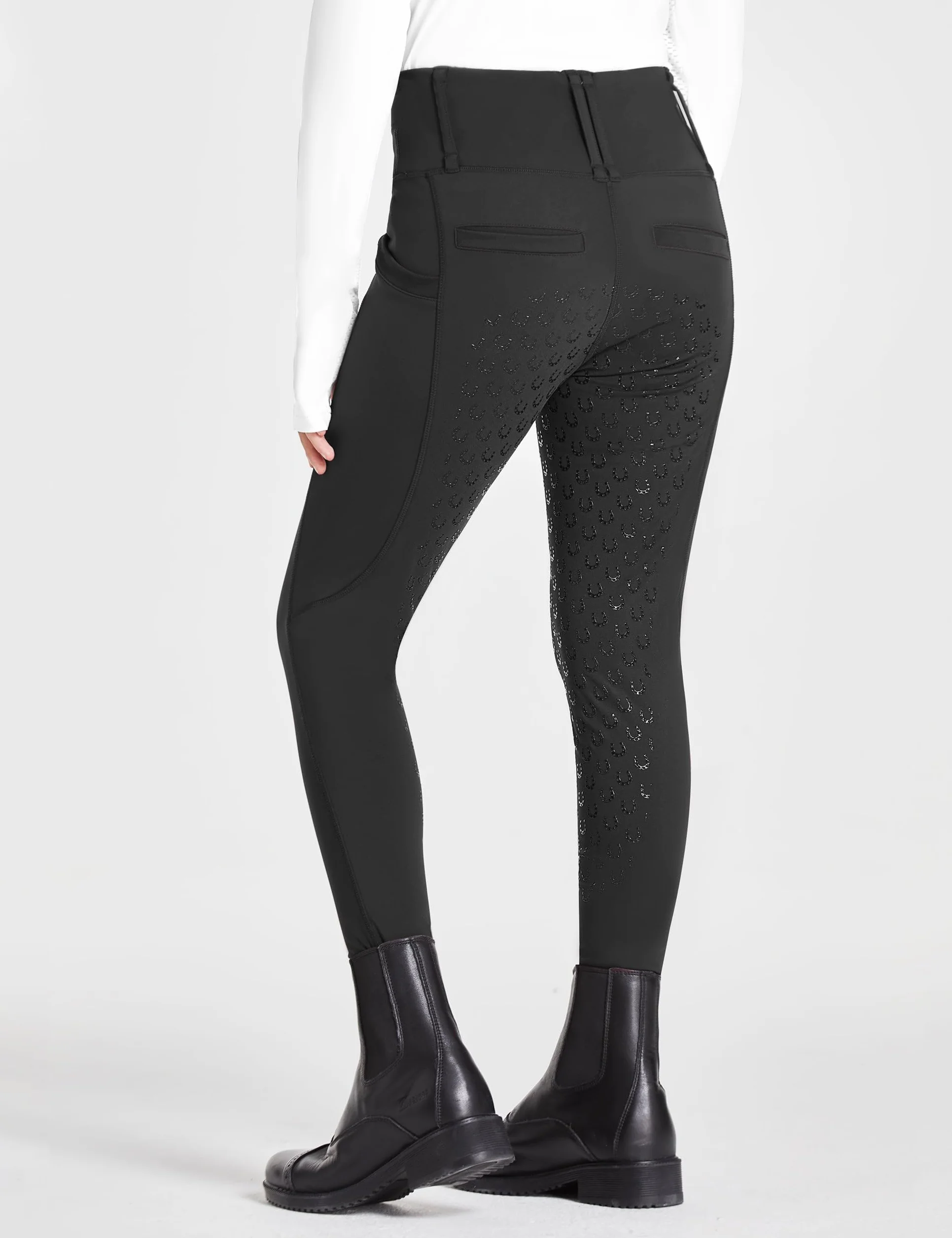 Culotte d'équitation FitsT4 pour Enfants Filles Leggings avec Fond Silicone Taille Haute 2 Poches