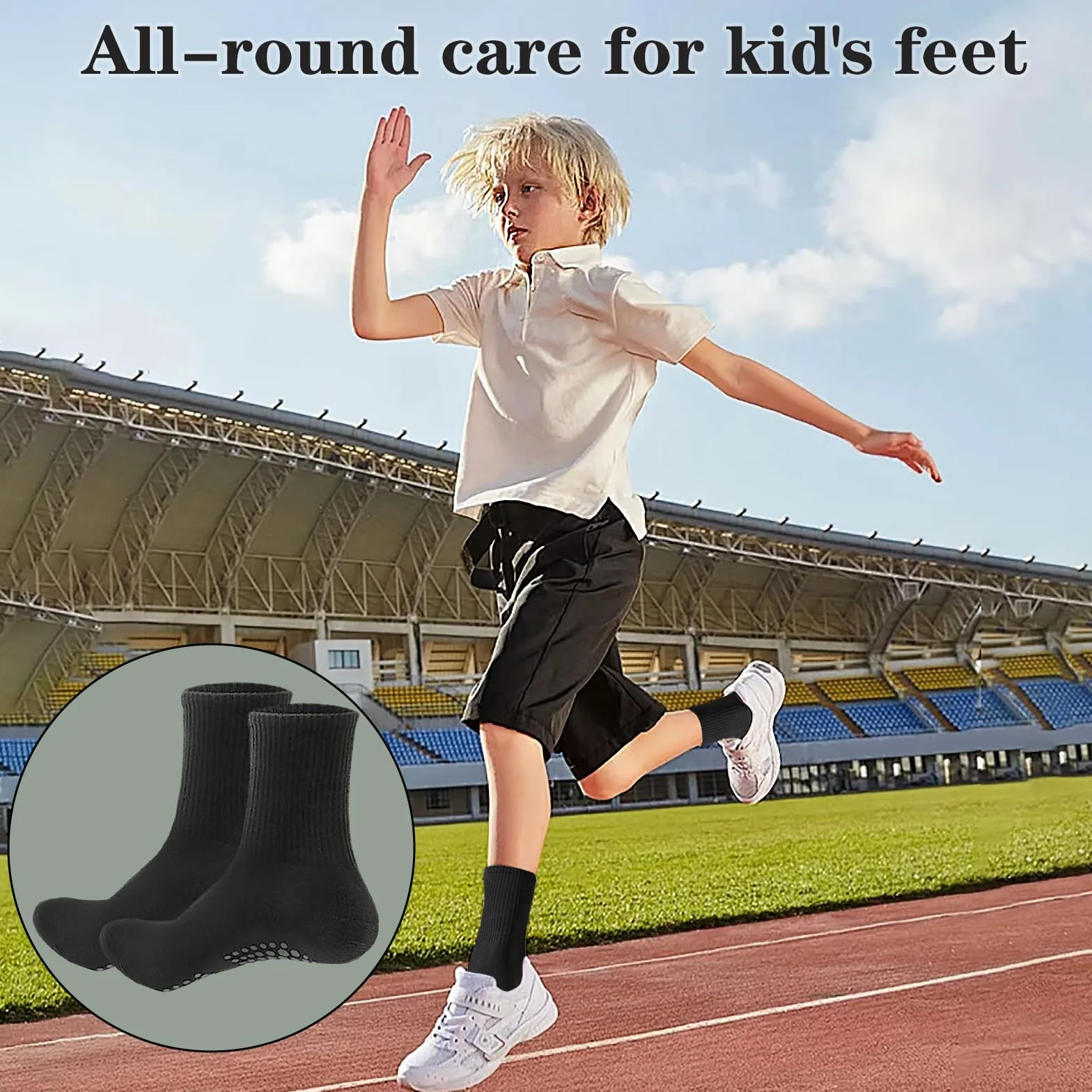 KEYRI Chaussettes de Football Antidérapantes Enfant Taille Unique 7-13 Ans