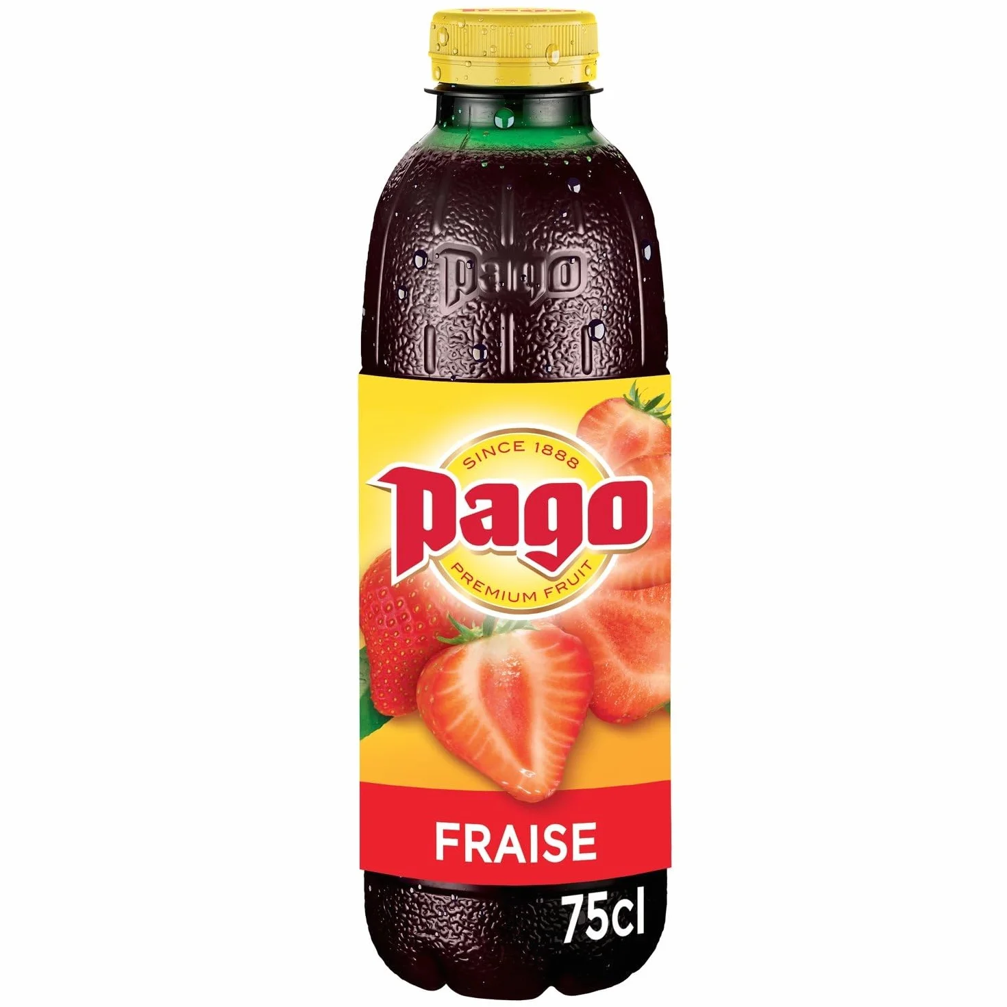 PAGO – Jus de Fraise Naturel Sans Sucres Ajoutés, Saveur Fruité Intense (Bouteille 75cL) - Lot de 4 - vendu par Lot