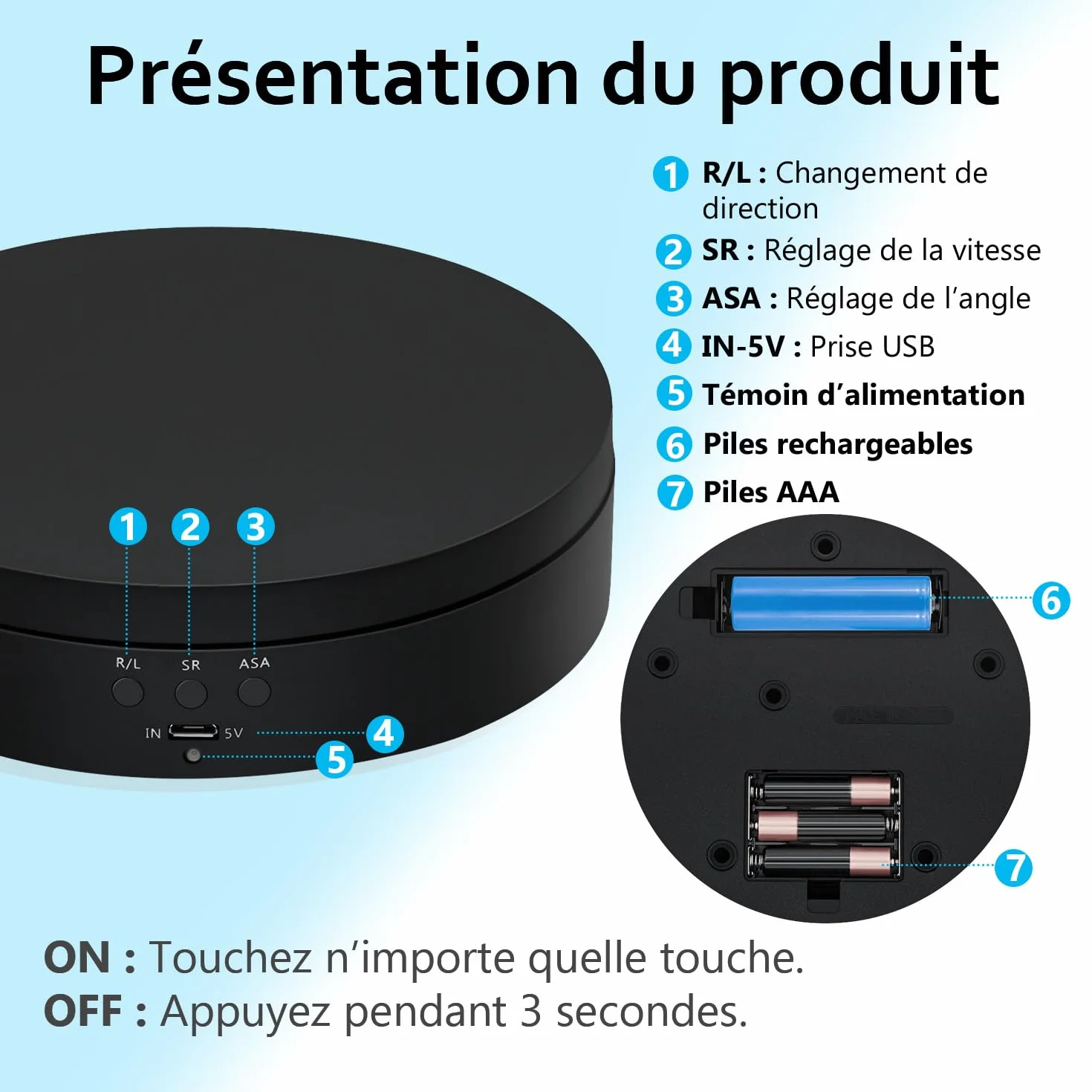 Mcbazel Présentoir Rotatif 360° 3KG Table Tournante Motorisée pour Photographie Bijoux Montres