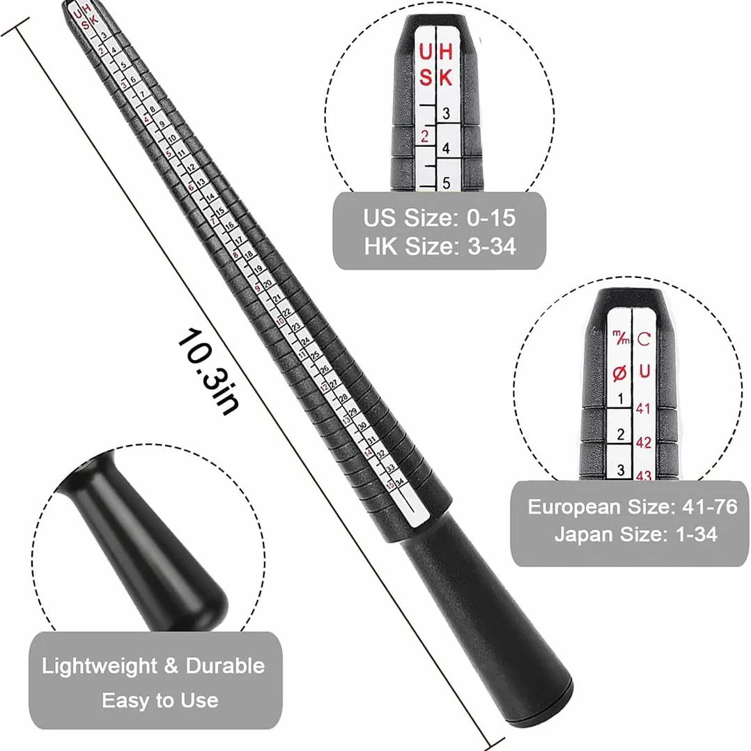 Ensemble de Mesure de Taille de Doigt Professionnel 4 Pièces Guide des Tailles Bague EU US UK