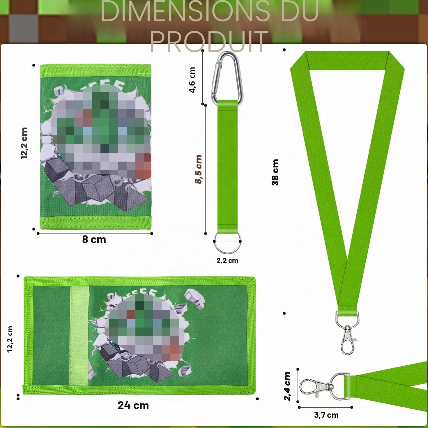 Portefeuille Enfant Sac de Poitrine Vert, Pochette Monnaie Garçon