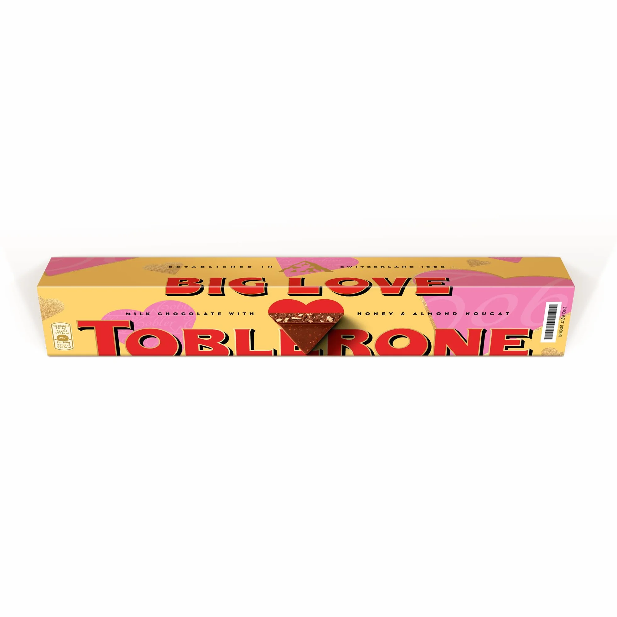 Toblerone Amour Personnalisée avec Nom et Message – Cadeau pour Homme & Femme, Chocolat au Lait avec Miel et Nougat aux Amandes (200g) – Pour Anniversaire & Anniversaire de Mariage