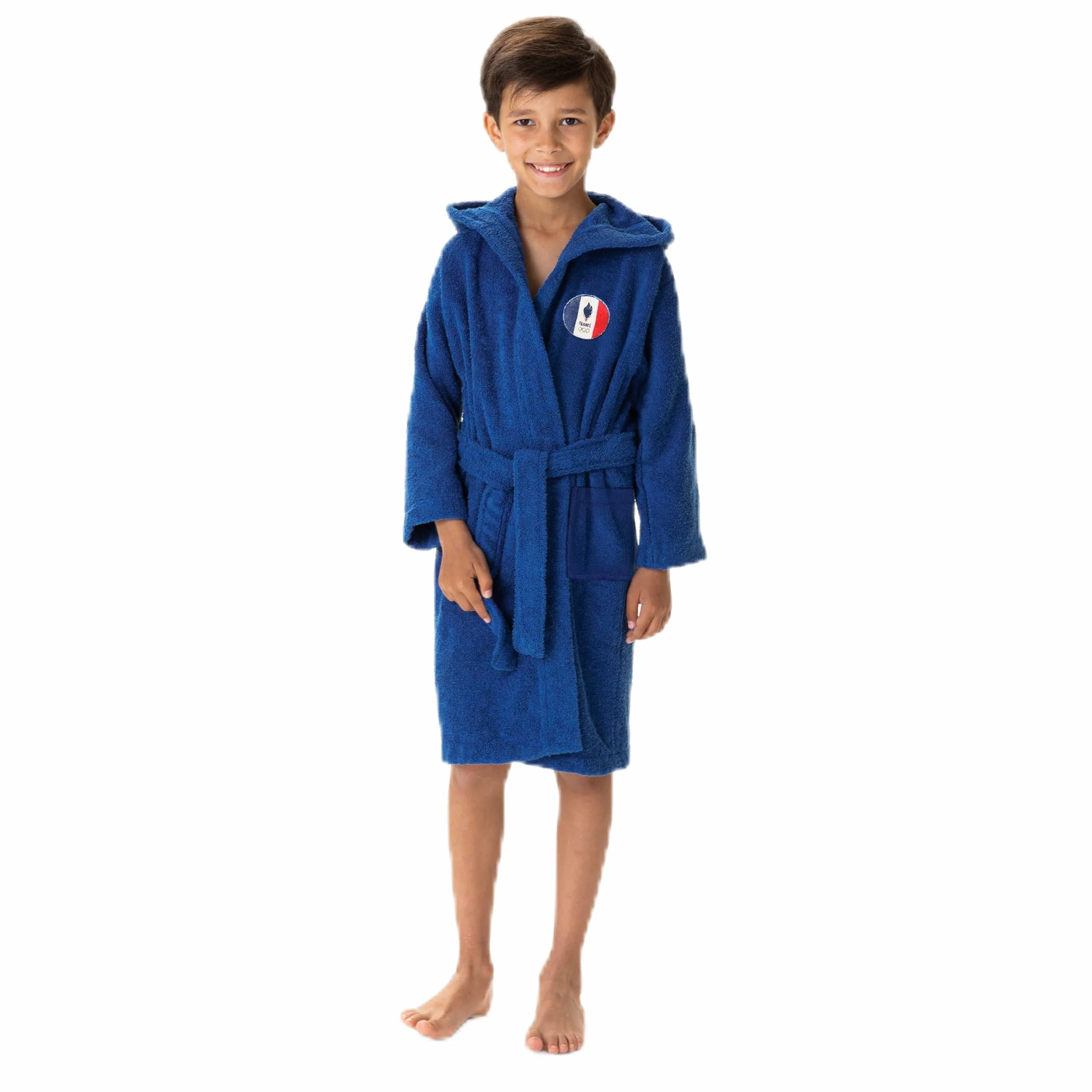 OMYDREAM PARIS Peignoir Enfant 100% Coton OEKO-TEX Taille 6/8 ans Bleu
