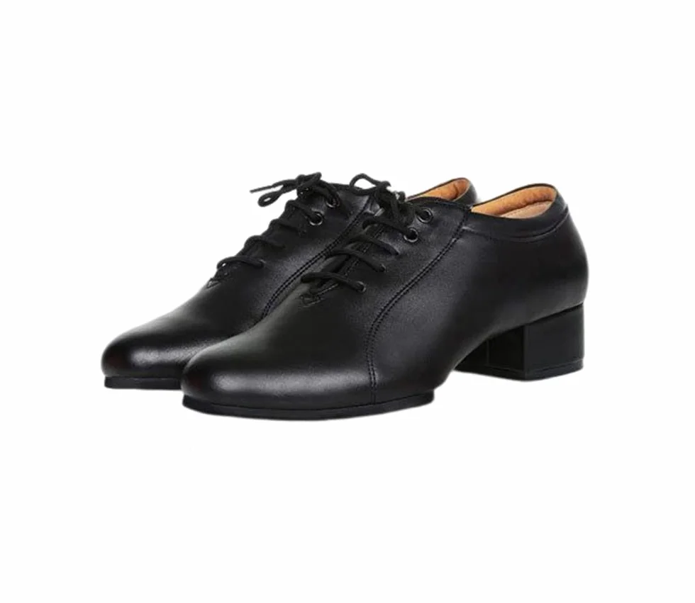 Chaussures de Danse Homme Latine Cuir Bout Arrondi 3cm/4.5cm Talon à Lacet Salsa