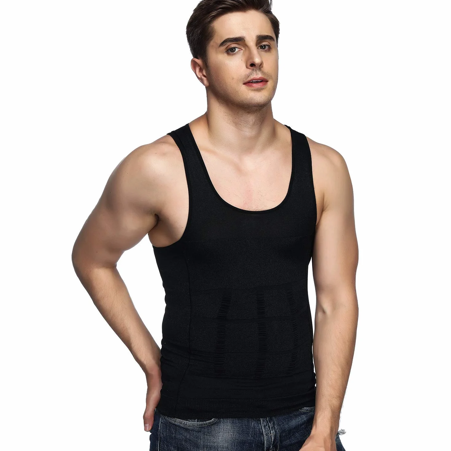 Odoland Débardeur de Compression Homme Maillot de Corps 3 pièces Amincissante Ventre Plat Invisible Shirt