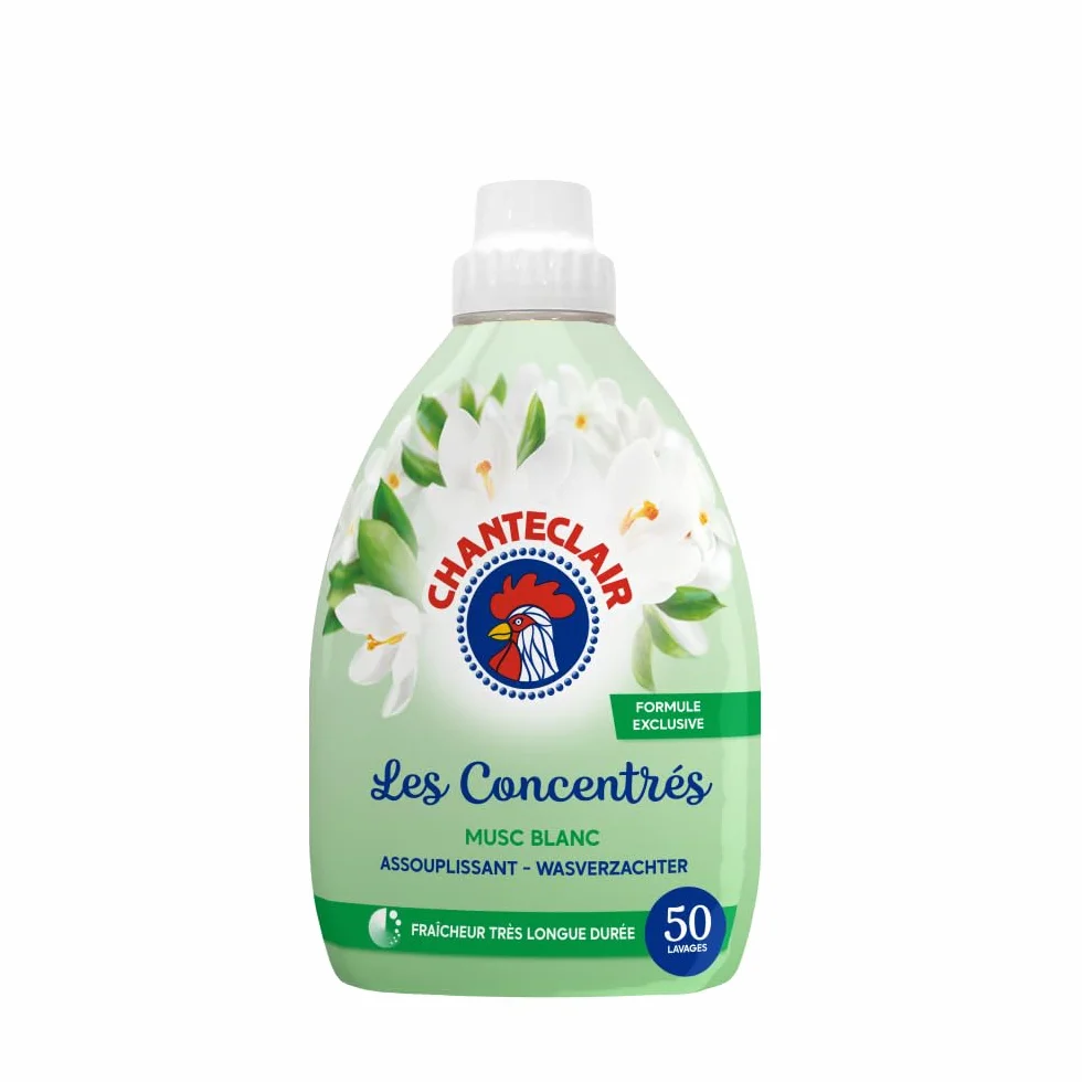 Chanteclair - Assouplissant Concentré, Musc Blanc, Fraîcheur trés Longue Dureé, 50 lavages - 1000 ml