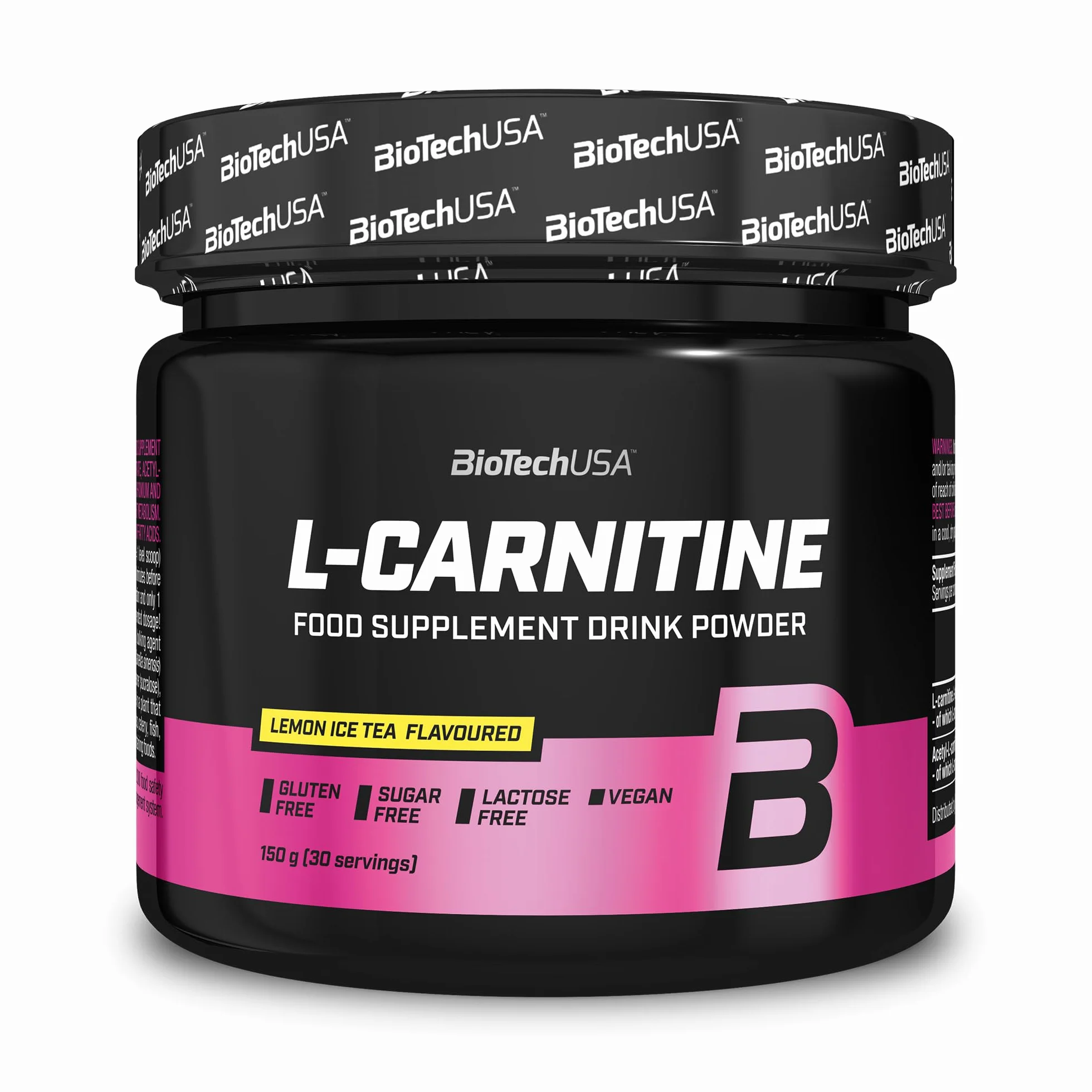 BioTechUSA L-Carnitine Drink Powder | 2 000 mg/portion | Végétalien, sans gluten, sans sucre | Stimuler le métabolisme et l'énergie, 150 g, thé glacé au citron