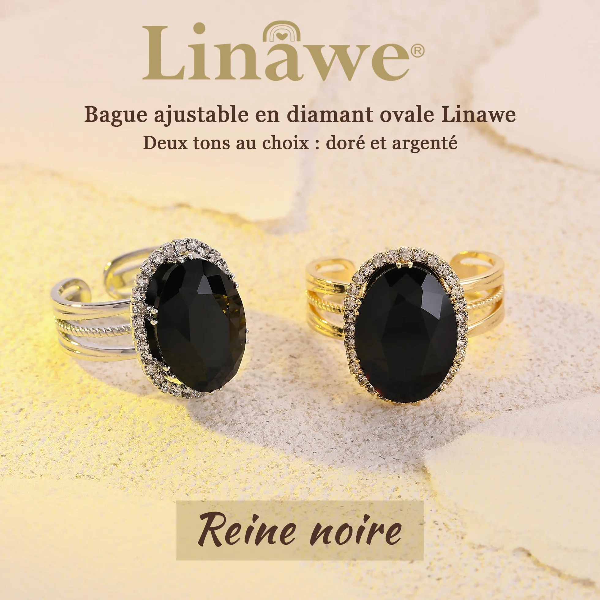 Bagues en faux diamant pour femmes, bague en moissanite ajustable or/argent