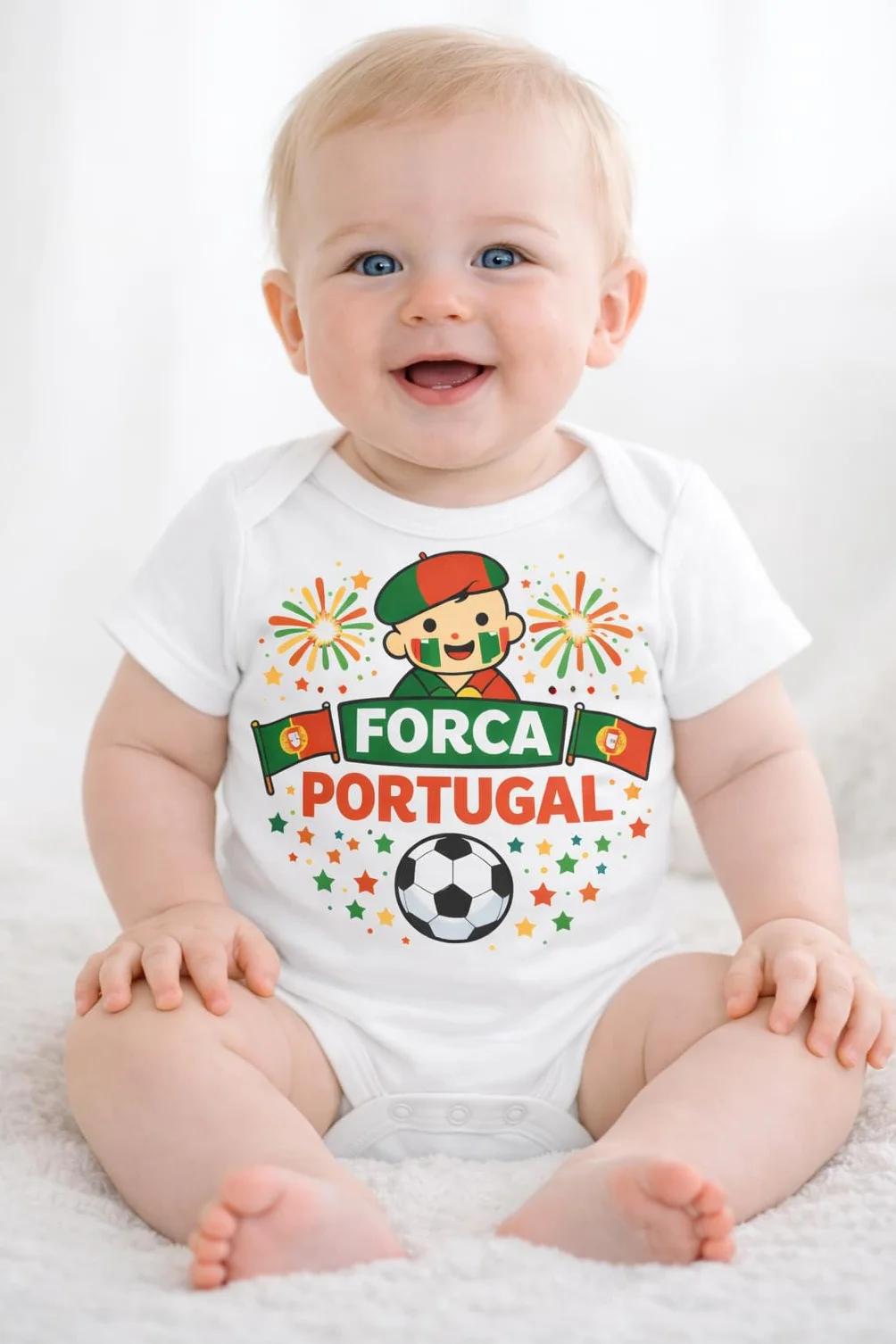 Body Bébé Portugal 2026 100% Coton – Força Portugal – Vêtement Bébé Football Unisexe