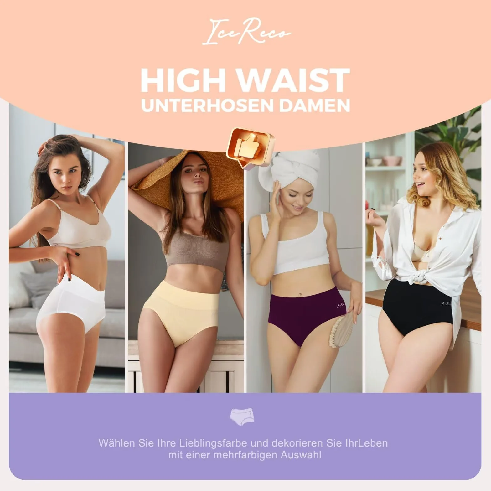 Culotte Femme Coton Taille Haute Lot de 5 Confort Stretch Ventre Plat