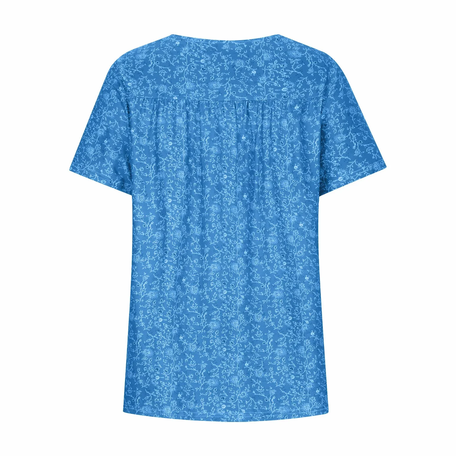 Chemisier élégant pour femme Col en V Imprimé floral Manches courtes Tunique longue Grandes tailles
