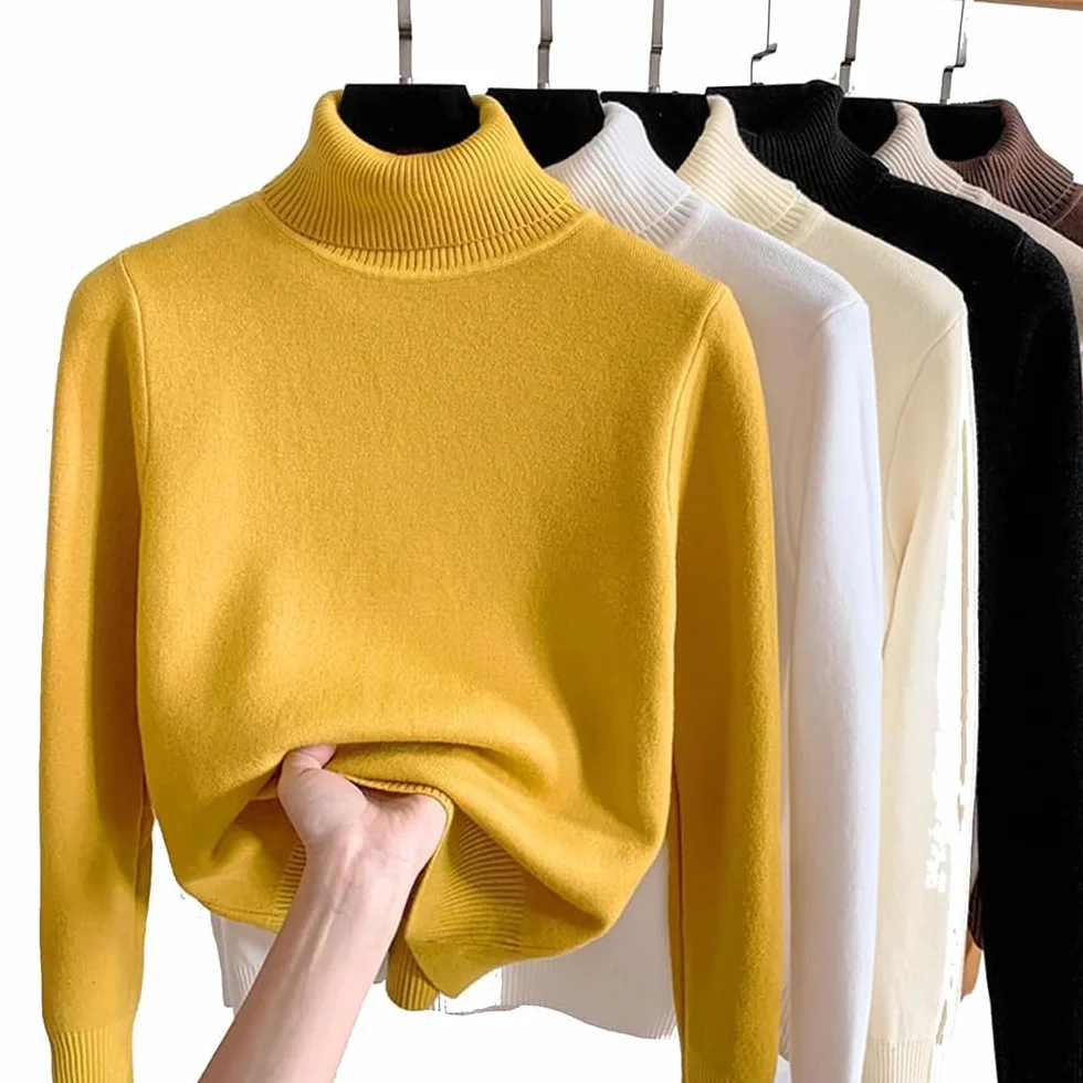 Pull d'hiver en polaire col roulé épais