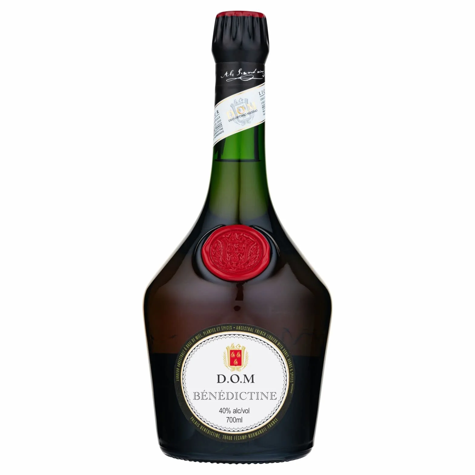 Bénédictine D.O.M. Liqueur Française, 40% vol., 70 cl/700 ml, Préparée à partir d’une Recette Secrète de 27 Racines, Herbes Aromatiques et Épices, Notes de Miel, d’Agrumes et d’Amande Douce