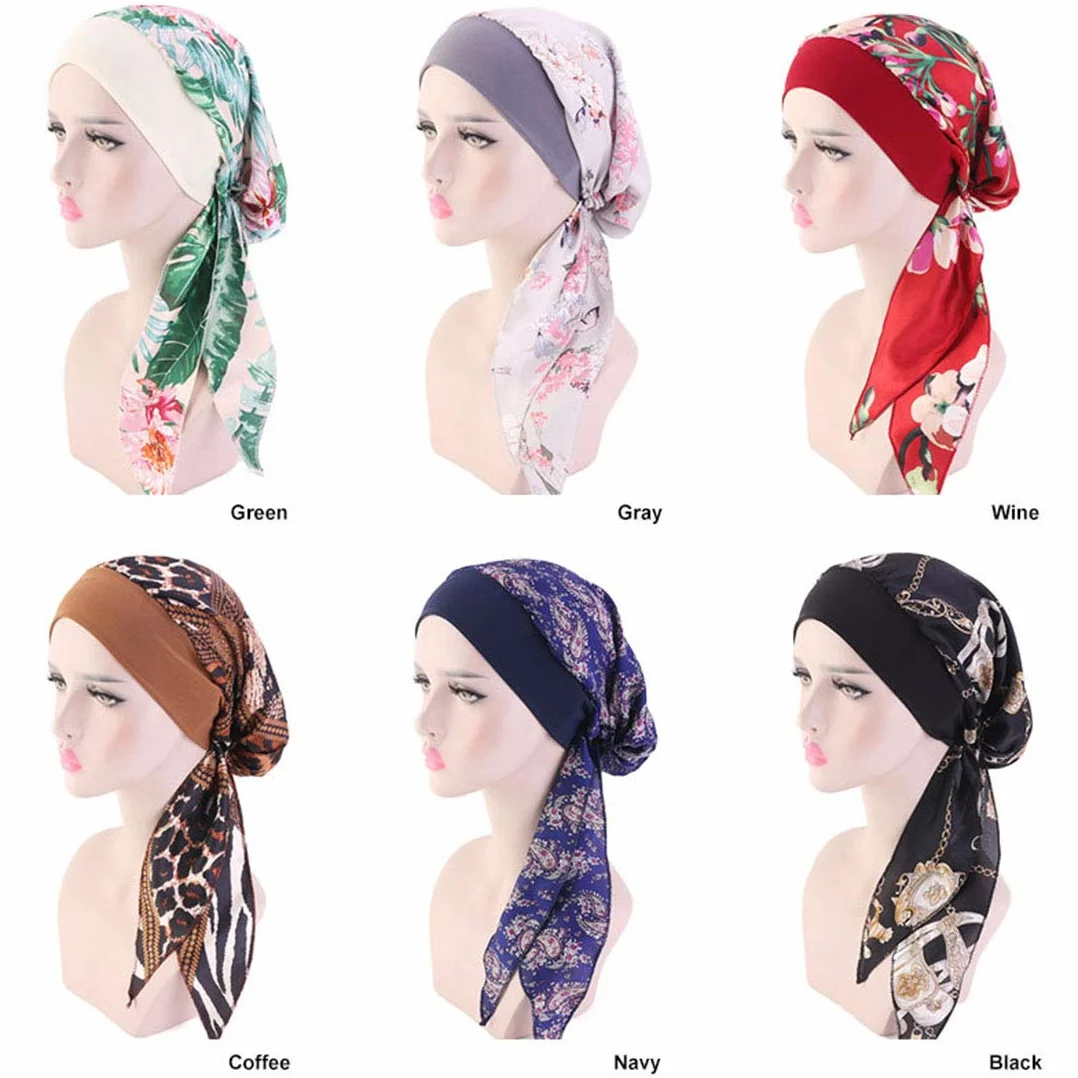 Chimio Turban Femmes Été Élégante Mousseline Bandana Casquette Cancer Confortable Bonnet Nuit Chimiothérapie Perte Cheveux Sommeil