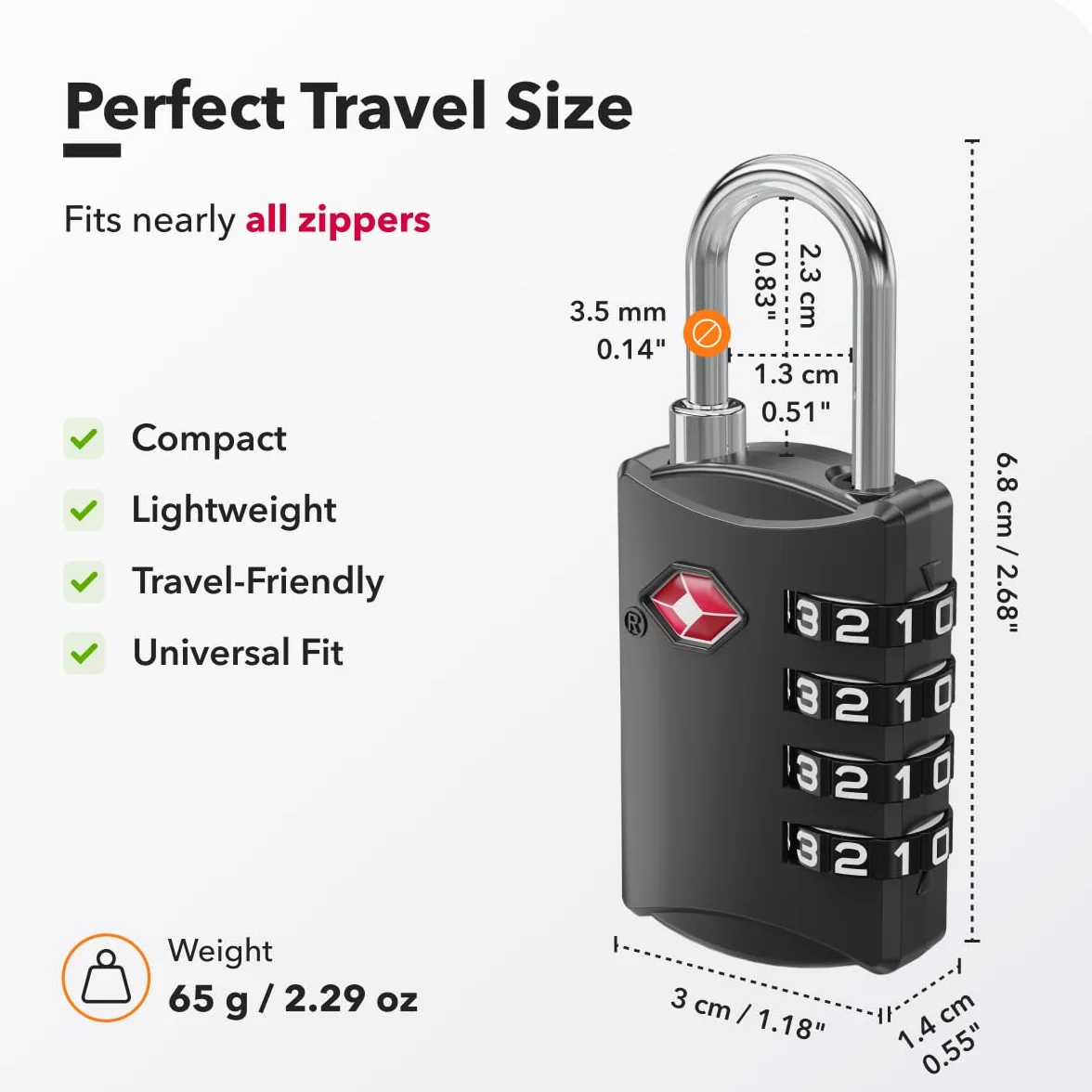 Cadenas TSA à code 4 chiffres lot de 2 noir pour valise voyage compatible USA