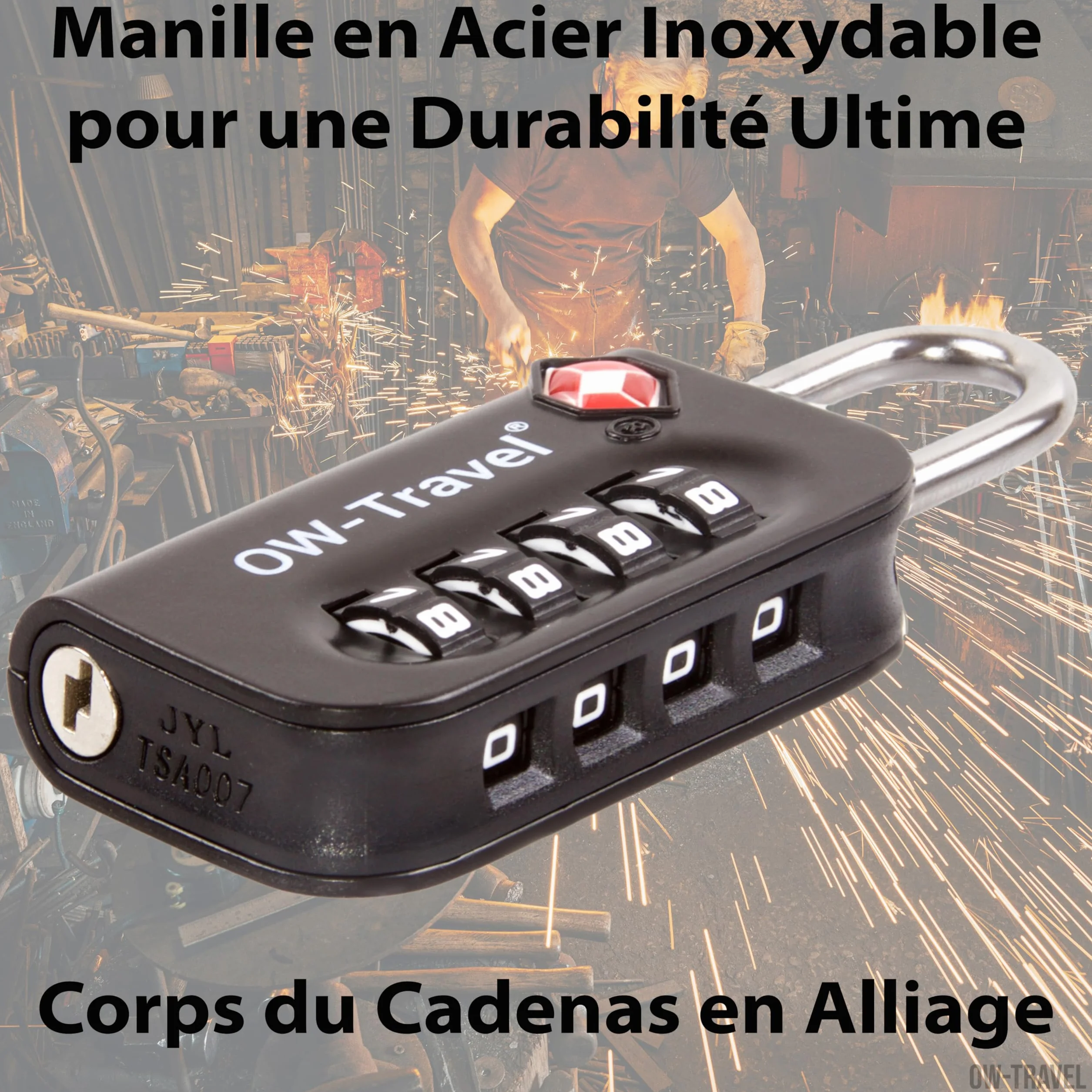 Cadenas TSA pour Valise 4 Chiffres Antivol Bagages Noir
