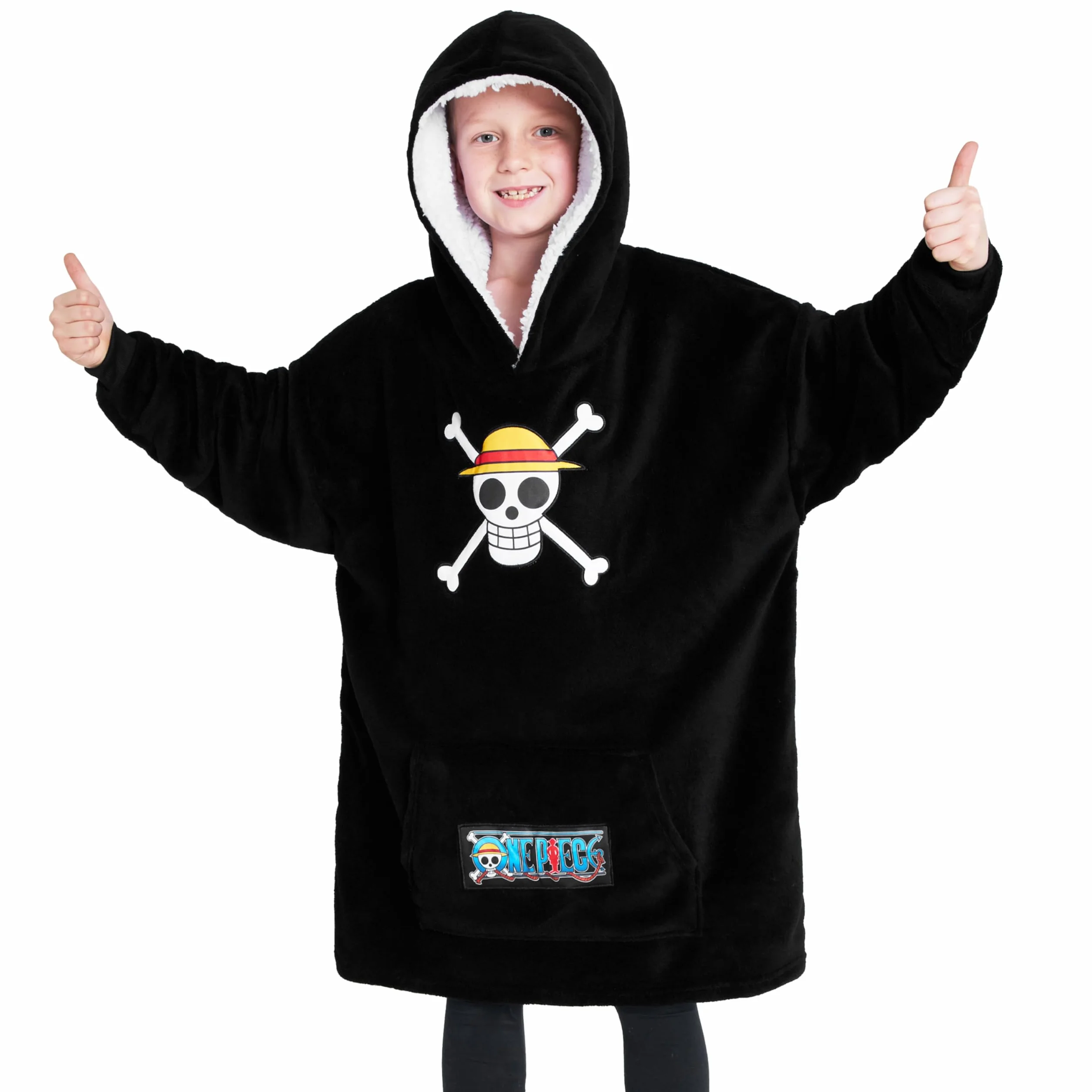 One Piece Pull Plaid Enfant Sweat Oversize Polaire Poncho Cadeau Anime Manga Taille Unique
