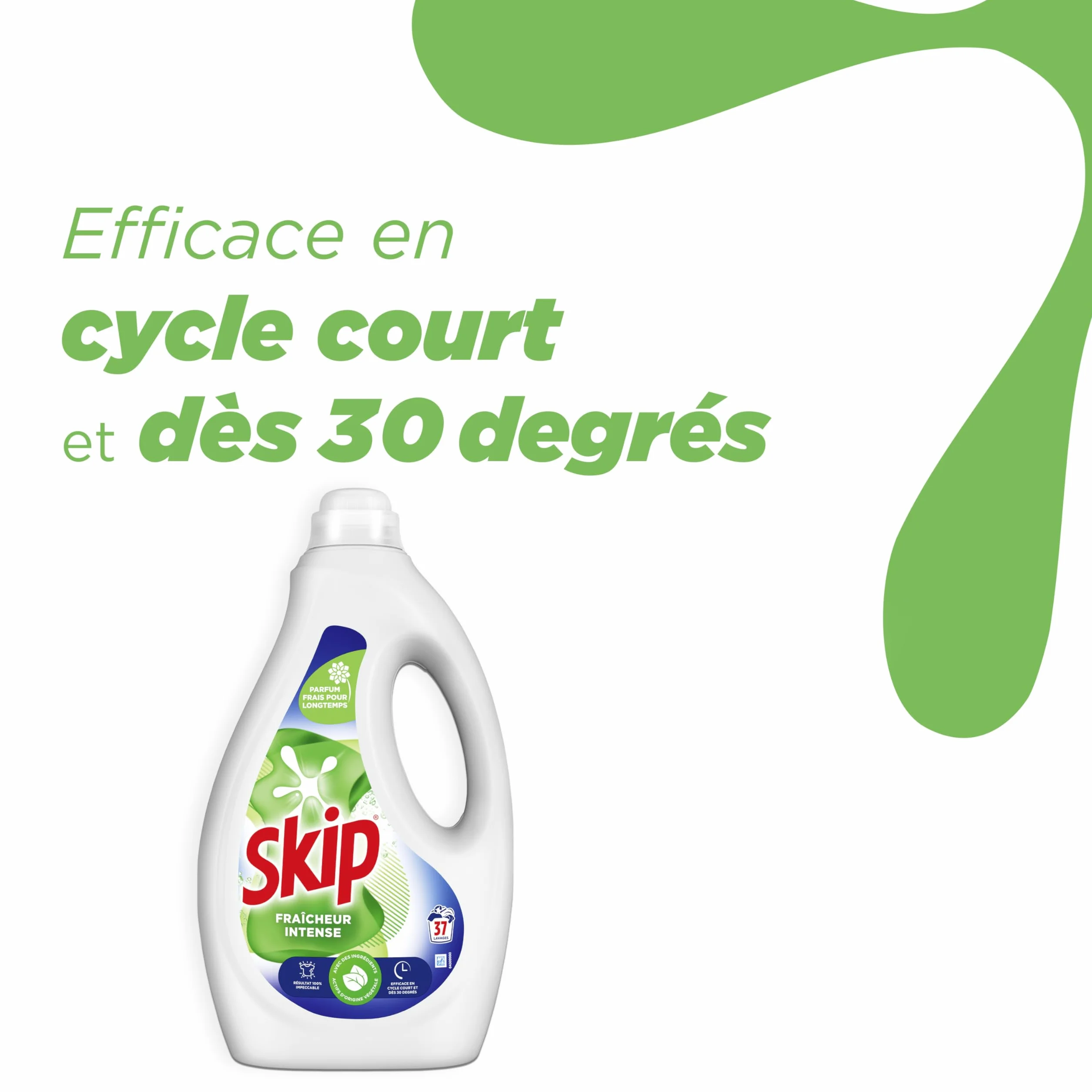 Skip - Lessive Liquide Fraicheur Intense - Action Détachante Efficace - 100% impeccable, éclatant et délicatement parfumé - 2x60 Lavages