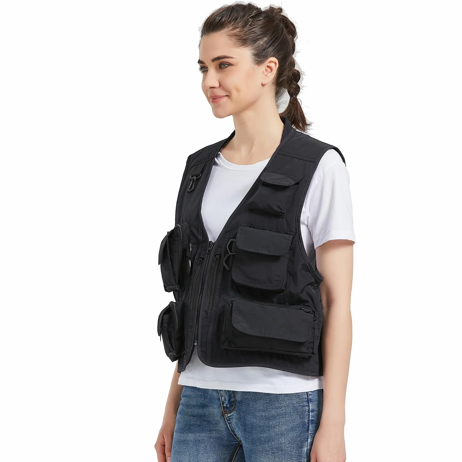 Ziker Gilet de pêche en maille respirante pour femme avec poches