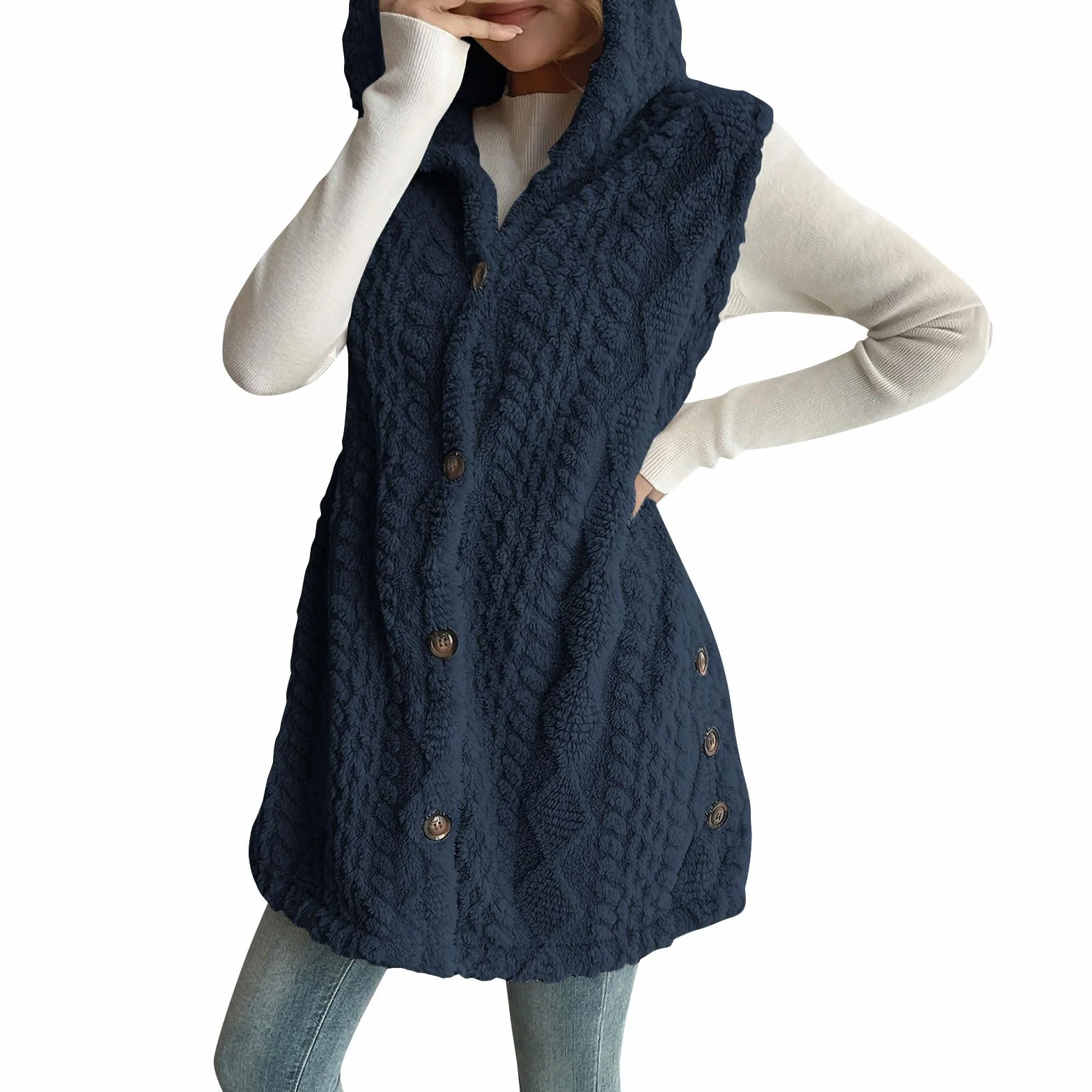 Gilet en Molleton Polaire Femme sans Manches Chaud Hiver