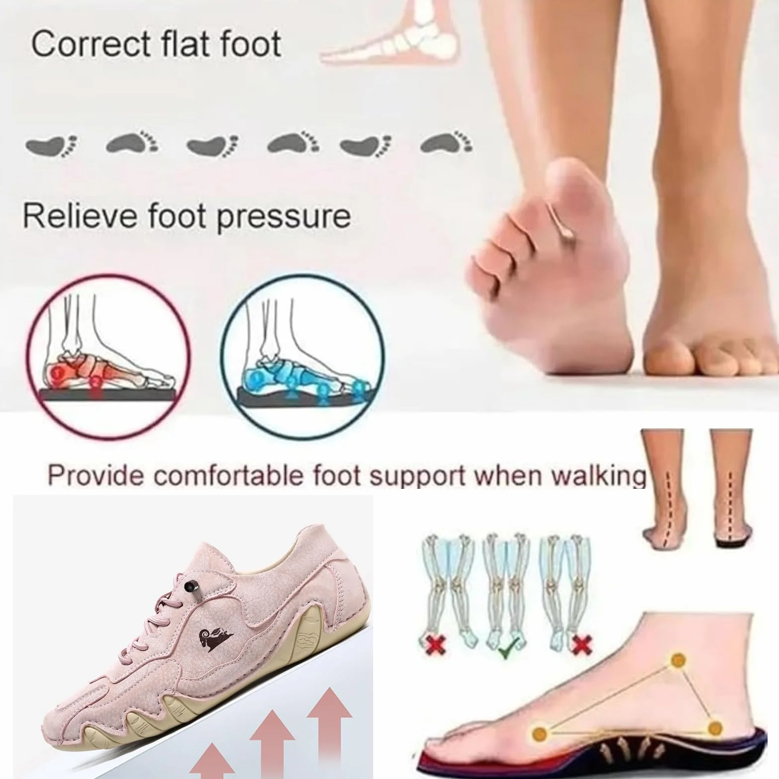 Vogany Baskets orthopédiques pour homme et femme Chaussures imperméables respirantes en daim léger
