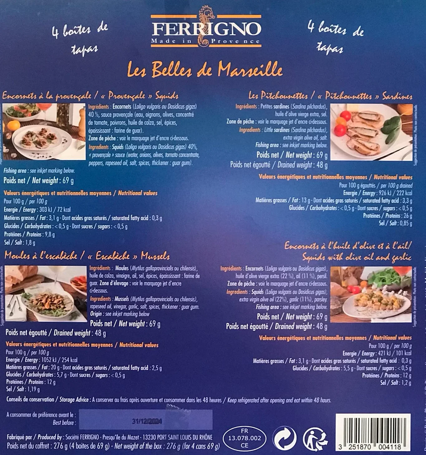 Mon epicerie fine de teroir Coffret 4 boites tapas mediteranéennes