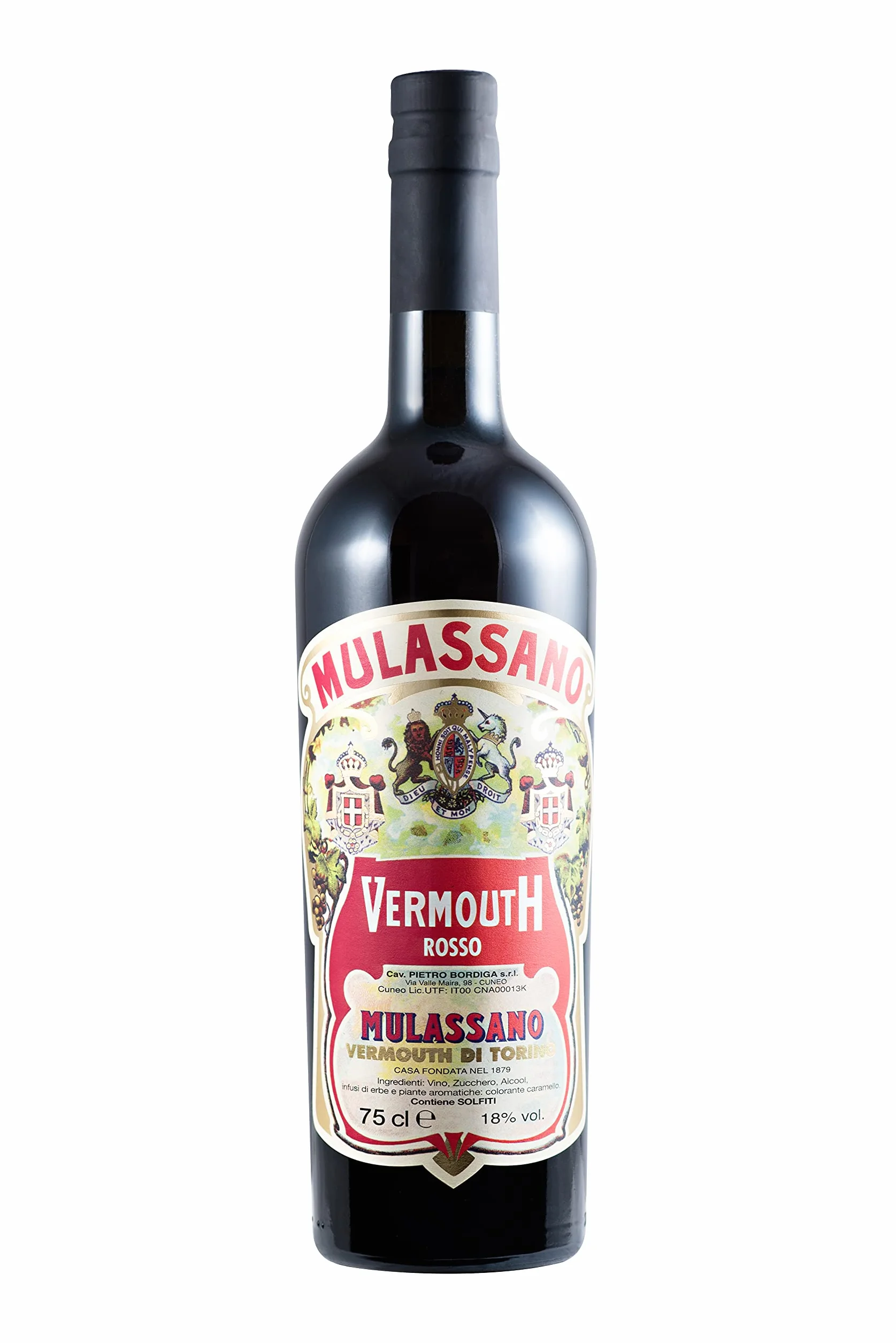 MULASSANO - Vermouth Rosso Vermouth - 18% Alcool - Origine : Italie/Piémont- Notes d'herbes & épices - A déguster en apéritif ou en cocktail - 75 cl