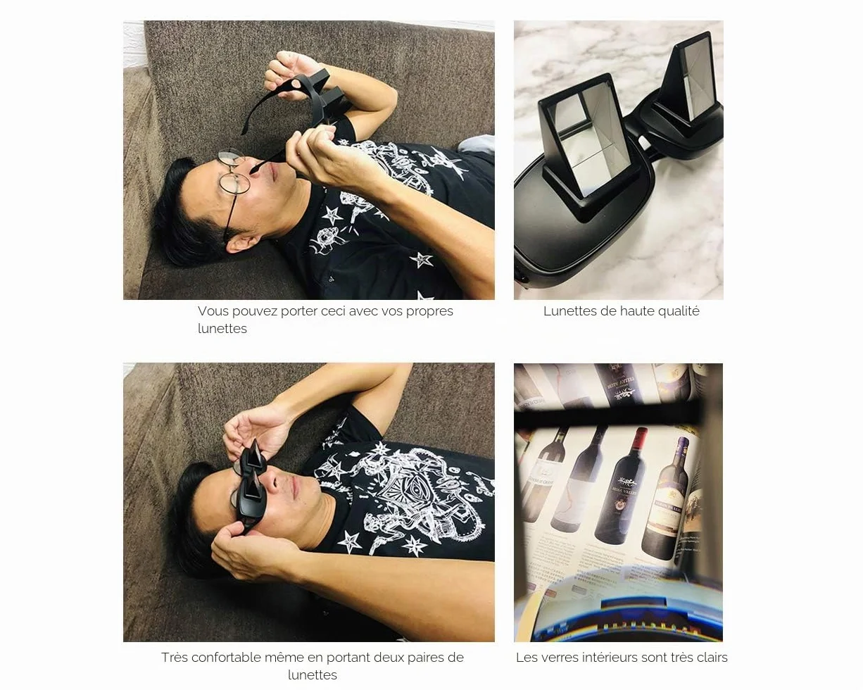 Lunettes paresseuses Periscope Prism horizontales Noir